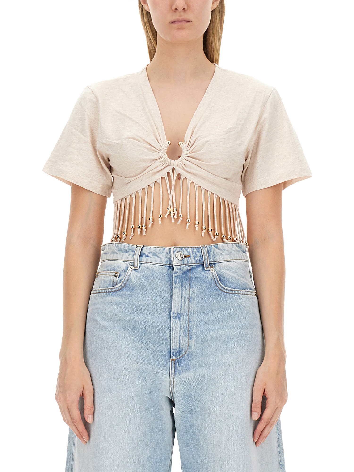 Rabanne rabanne fringed t-shirt