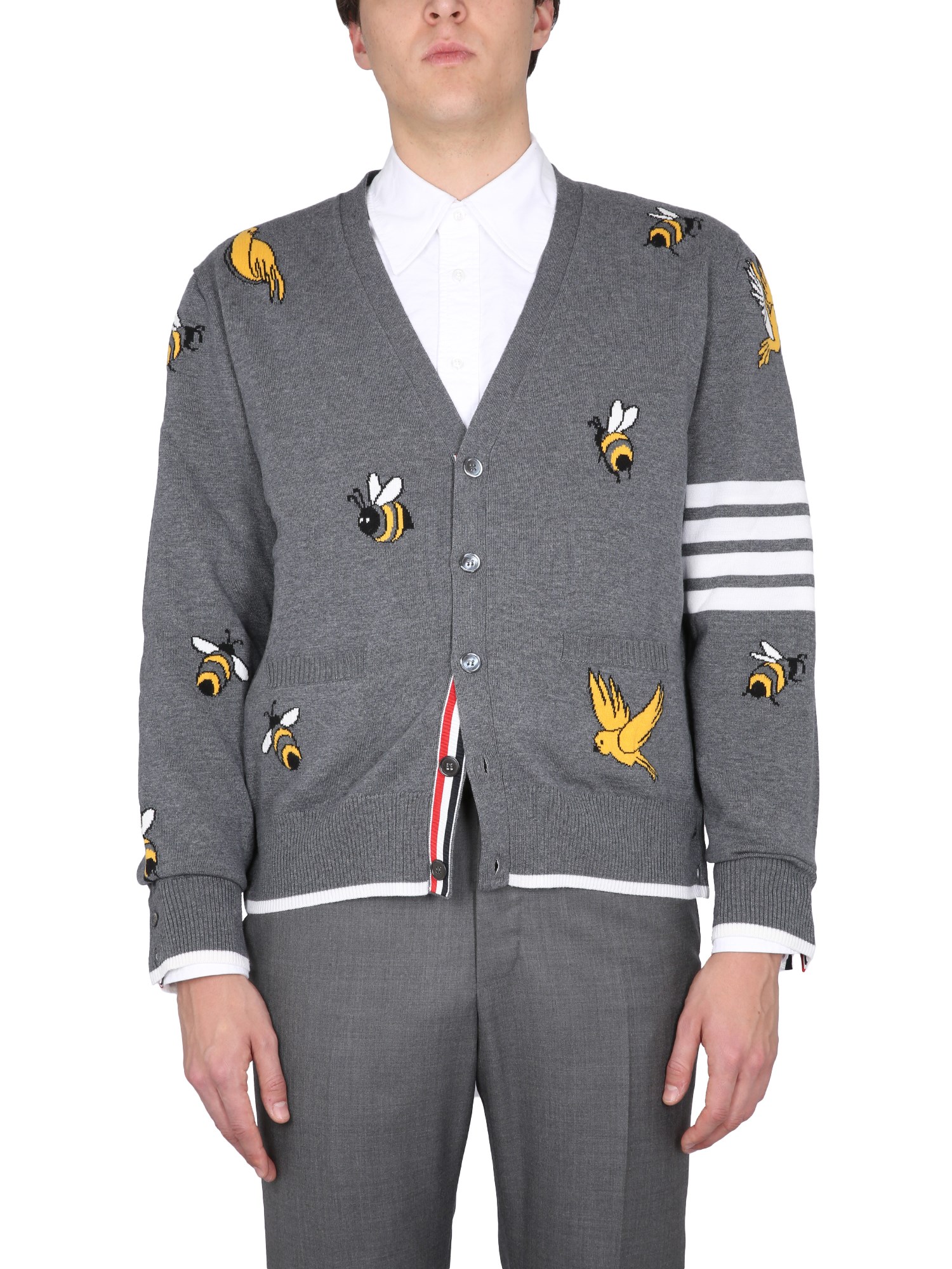 Thom Browne thom browne cardigan with birds and bees inlays