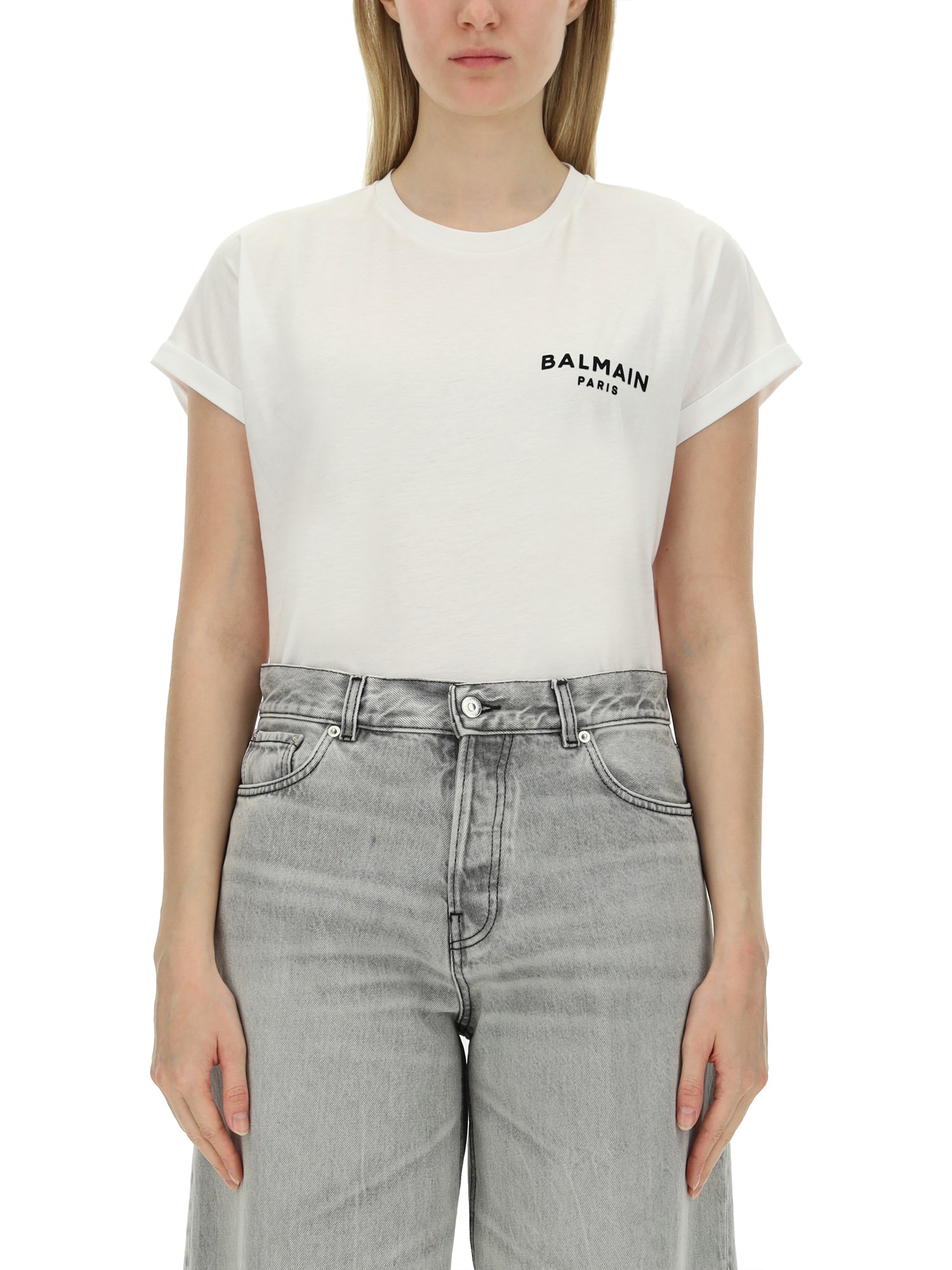 Balmain balmain flocked logo t-shirt