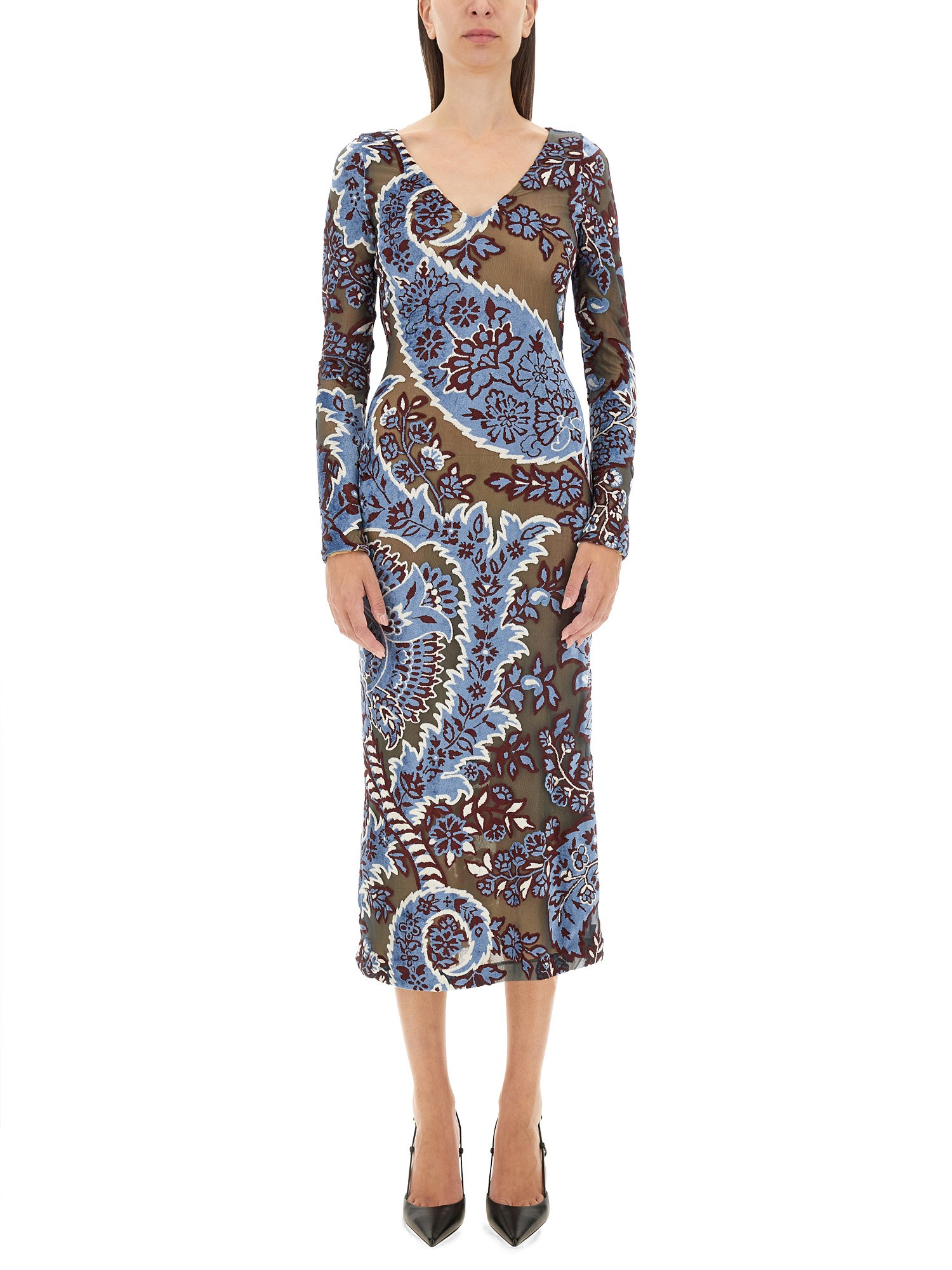 Etro etro velvet jacquard tulle dress