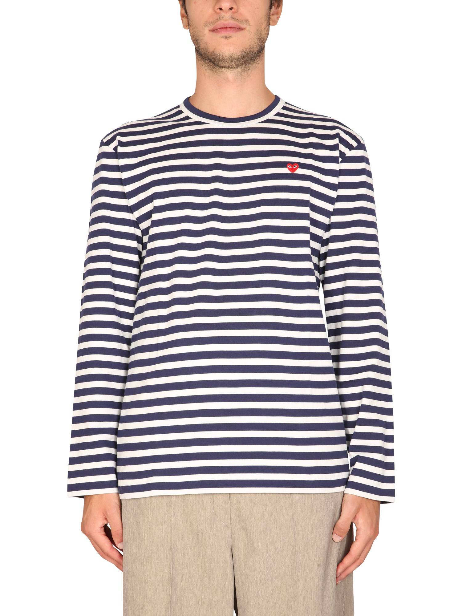 Comme Des Garçons Play comme des garcons play t-shirt with stripe pattern and logo patch