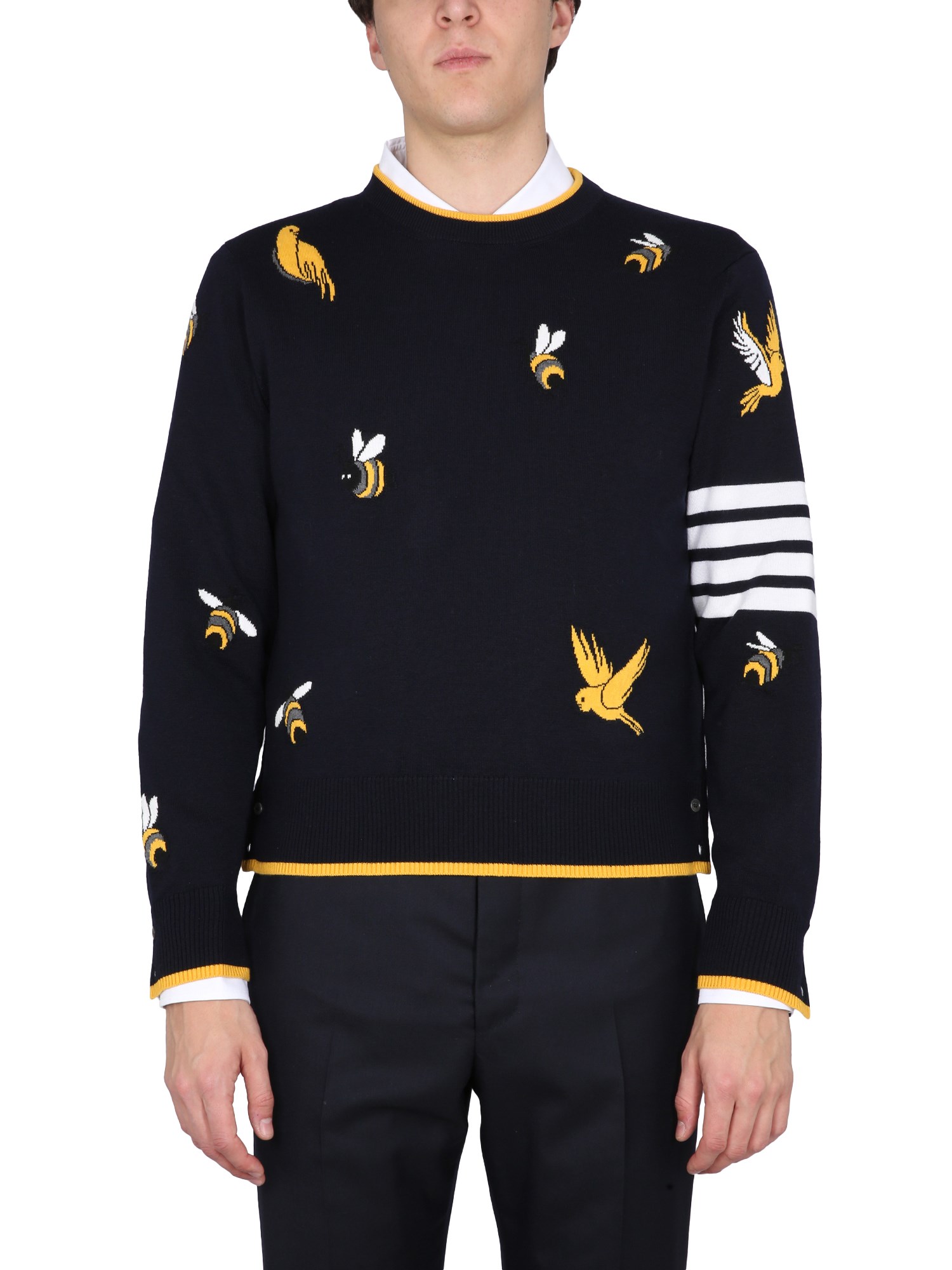 Thom Browne thom browne jersey with birds and bees inlays