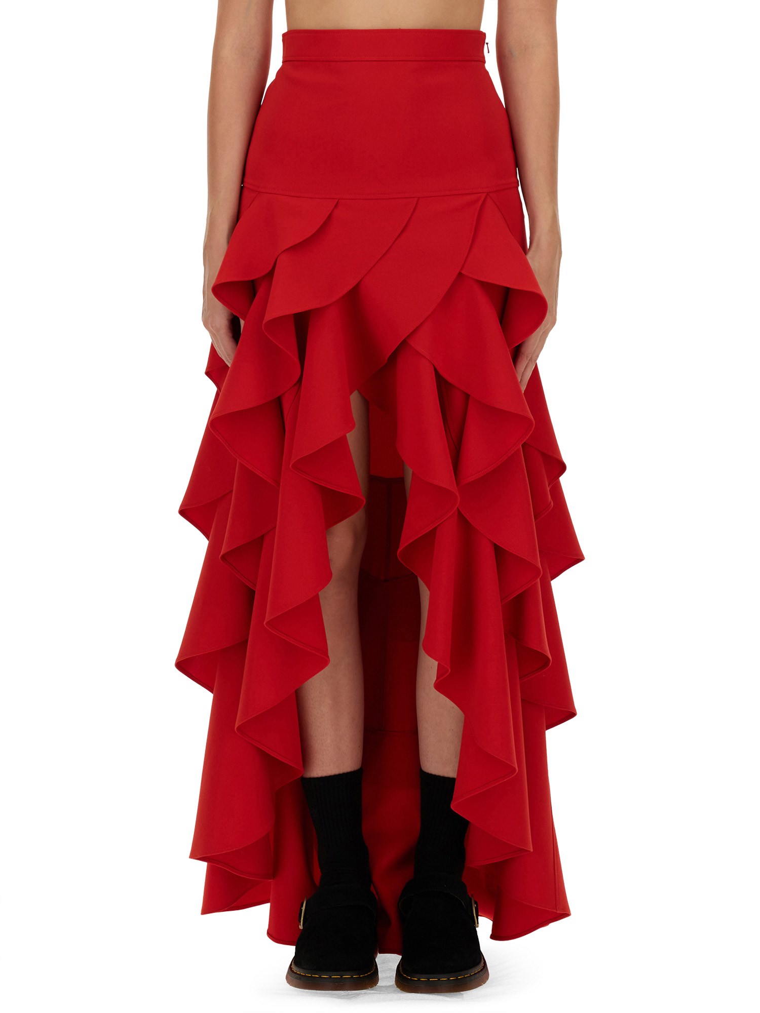 Moschino moschino crepe skirt with ruffles