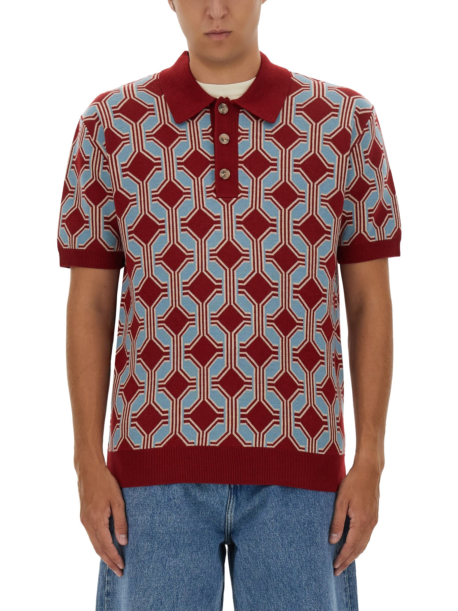 Drôle de Monsieur drôle de monsieur geometrique knit polo shirt