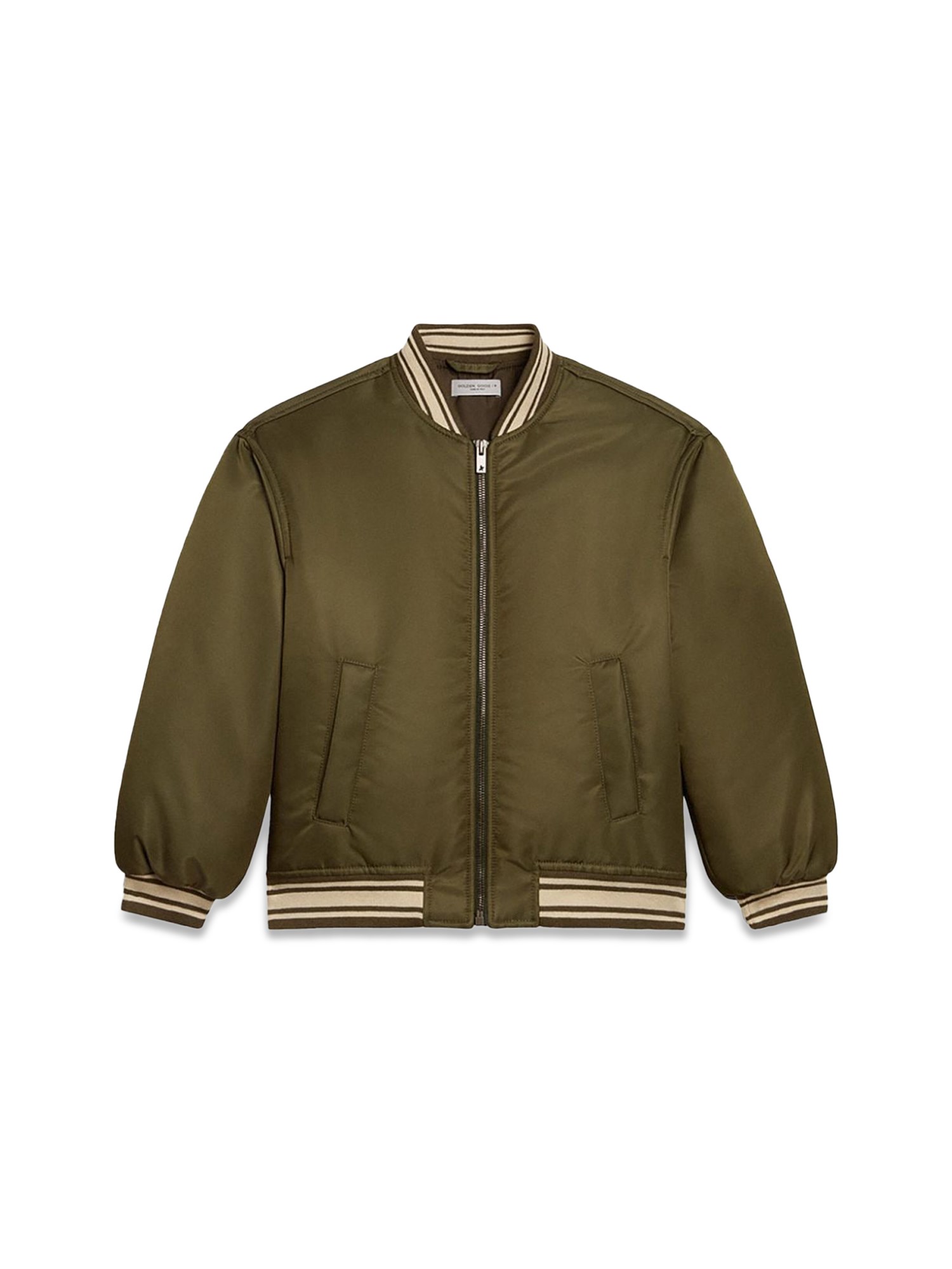 Golden Goose golden goose journey/ unisex bomber jacket/ water repellent nylon with striped rib/ patch application