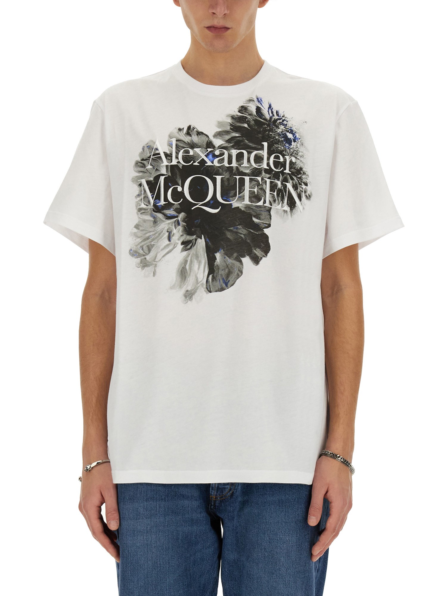 Alexander McQueen alexander mcqueen dutch flower logo t-shirt