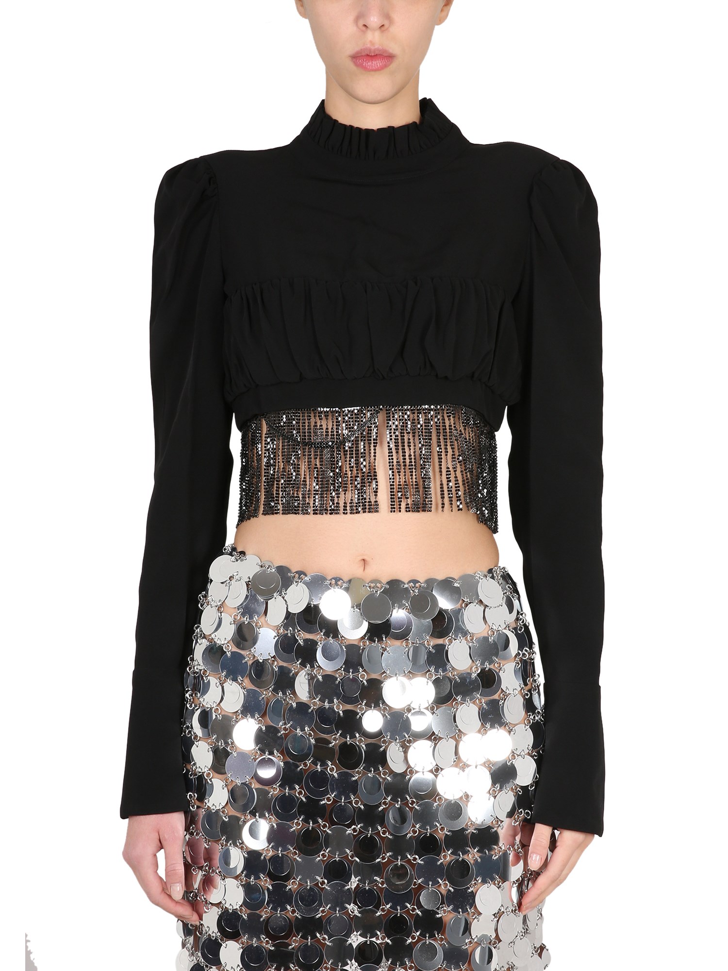paco rabanne paco rabanne crop top with bangs