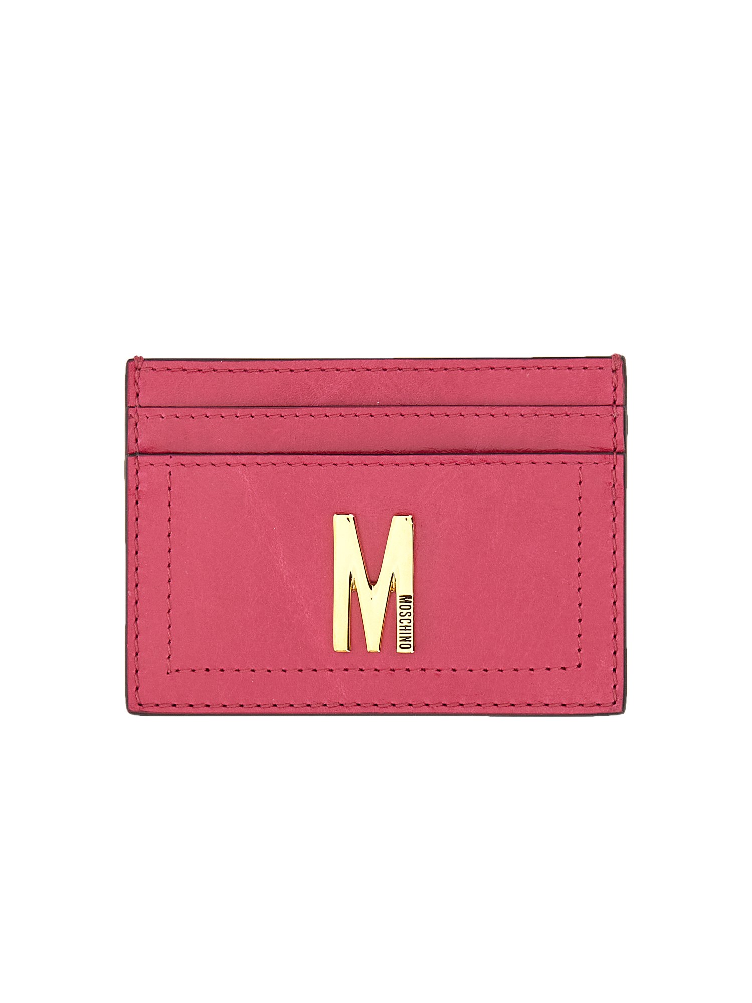 Moschino moschino card holder with gold plaque