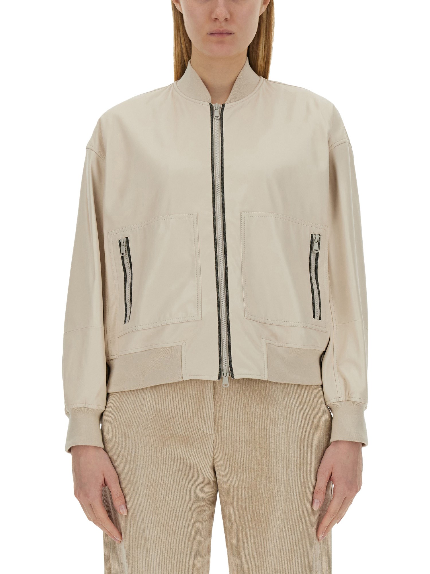 Brunello Cucinelli brunello cucinelli leather bomber jacket