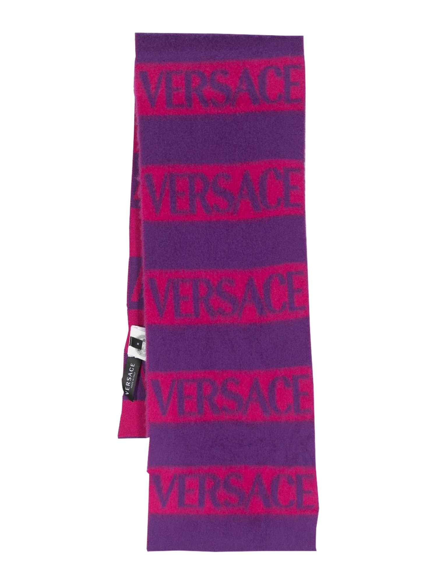 Versace versace logo striped scarf