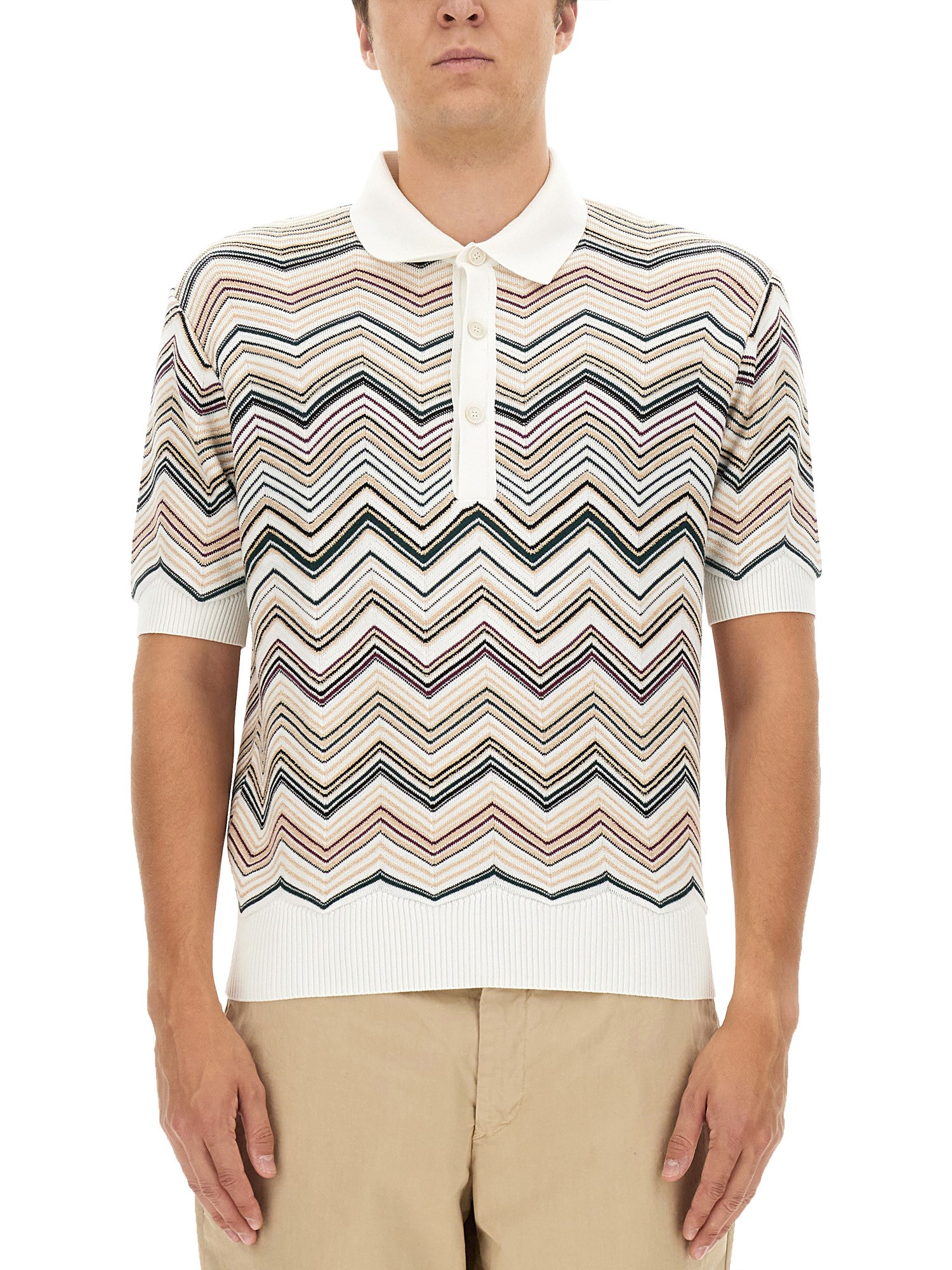 Missoni missoni polo shirt with zig zag pattern