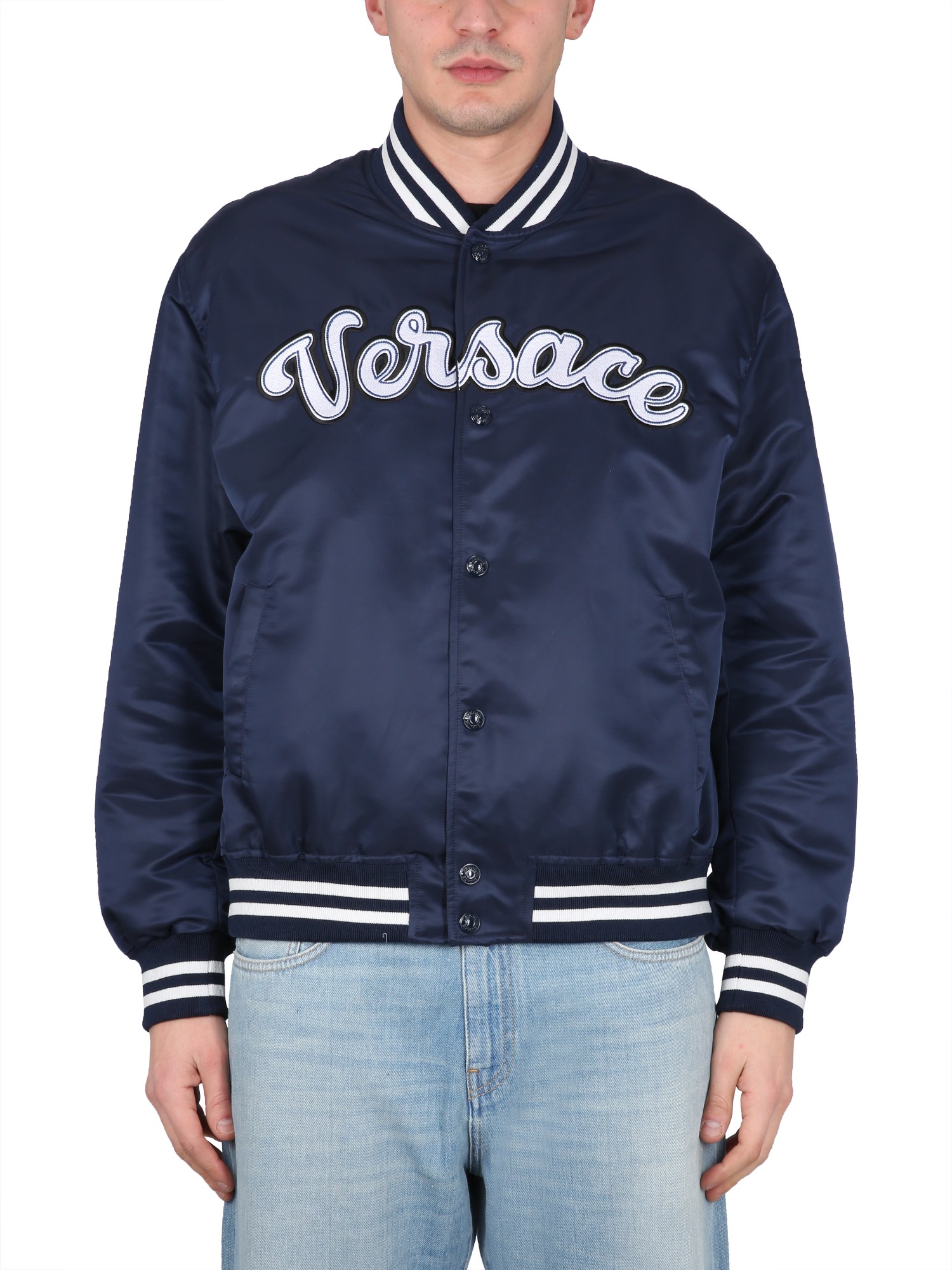 Versace versace nylon varsity bomber jacket