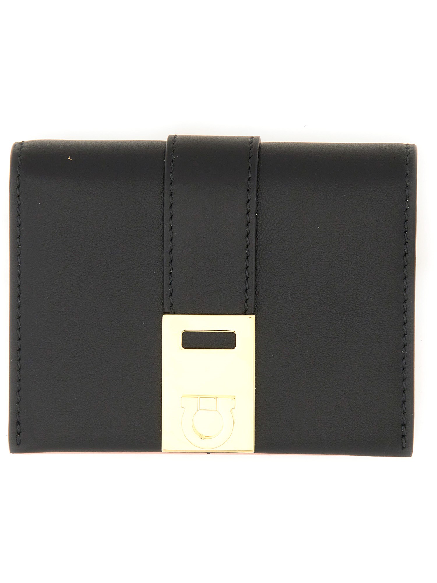 Ferragamo ferragamo compact hug bicolor wallet