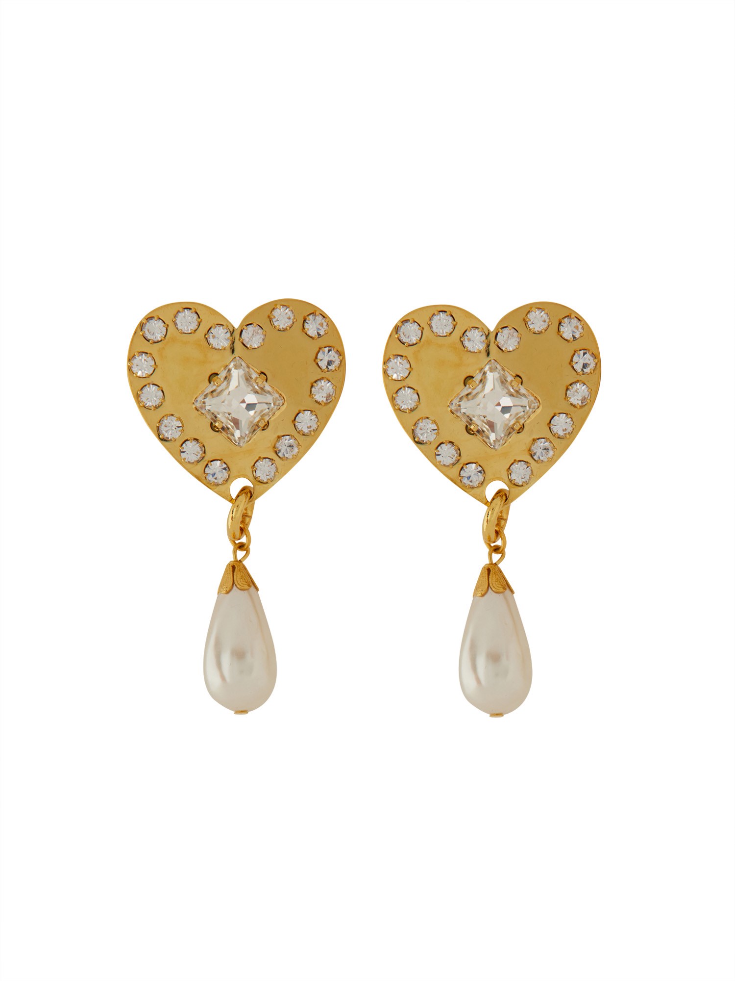 Alessandra Rich alessandra rich metal heart earrings with crystals