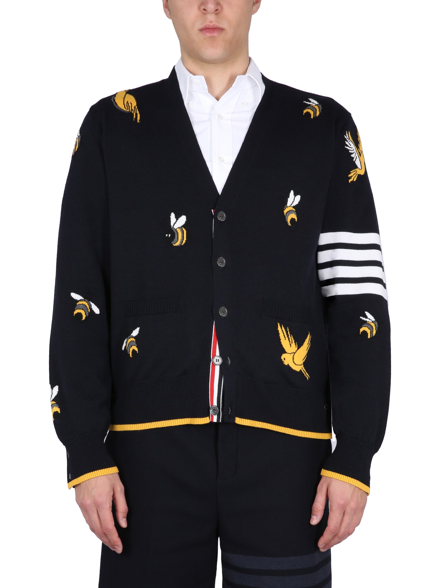 Thom Browne thom browne cardigan with birds and bees inlays