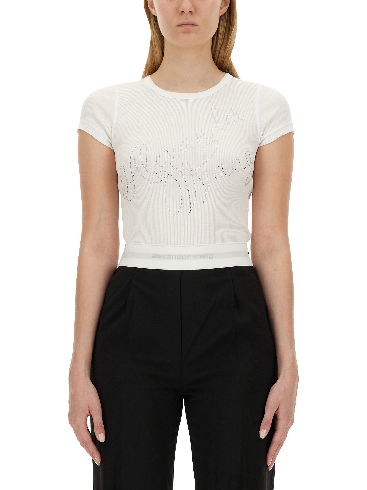 Alexander Wang alexander wang rhinestone logo t-shirt