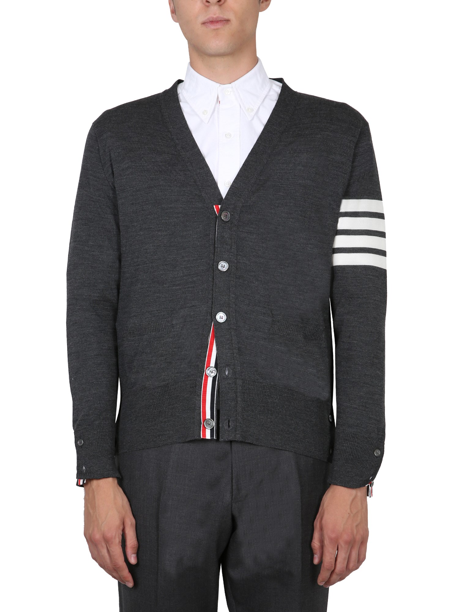 Thom Browne thom browne cardigan with inlay 4bar