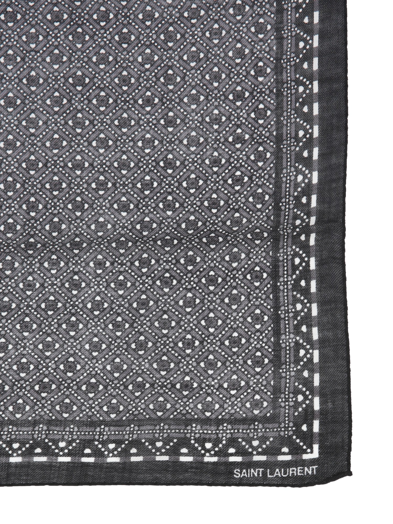 Saint Laurent saint laurent wool twill bandana with rhombus and hearts