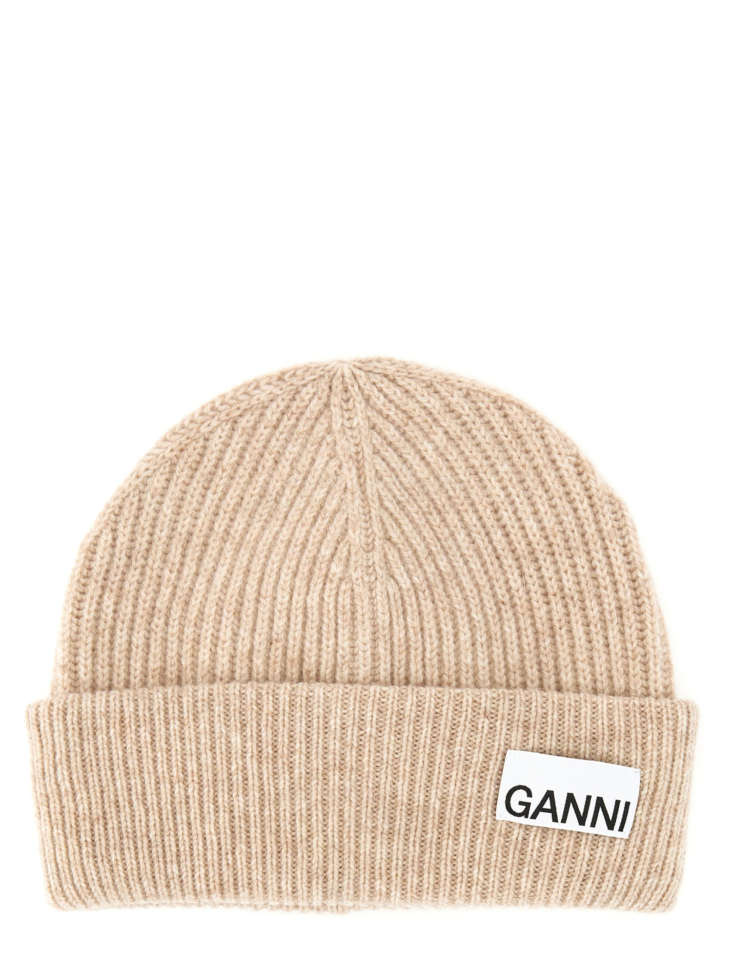 Ganni ganni ribbed beanie hat