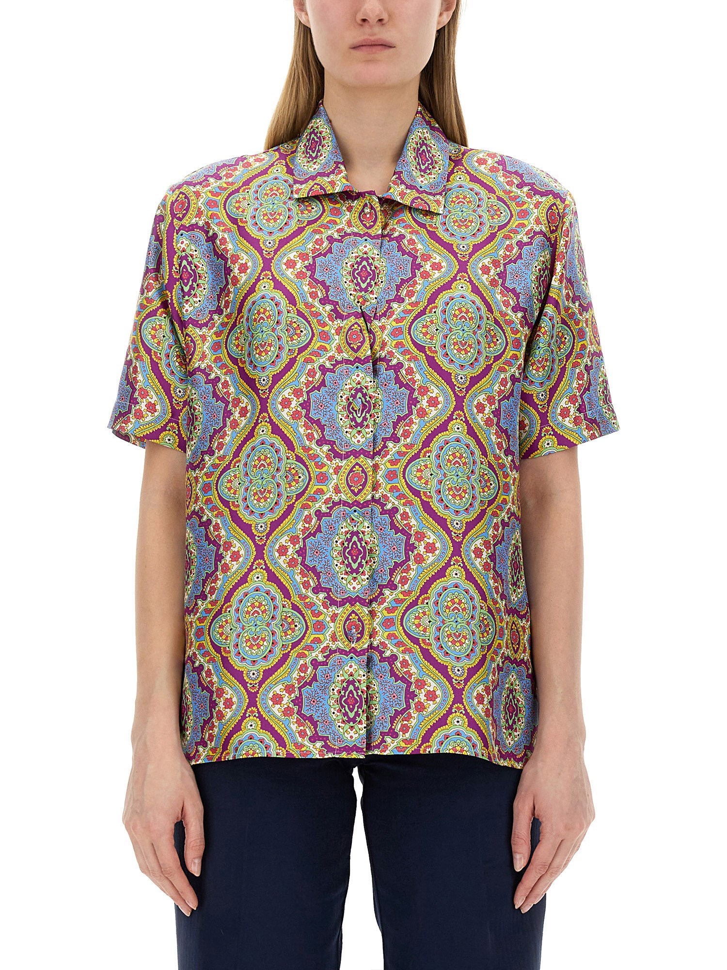 Etro etro printed silk shirt