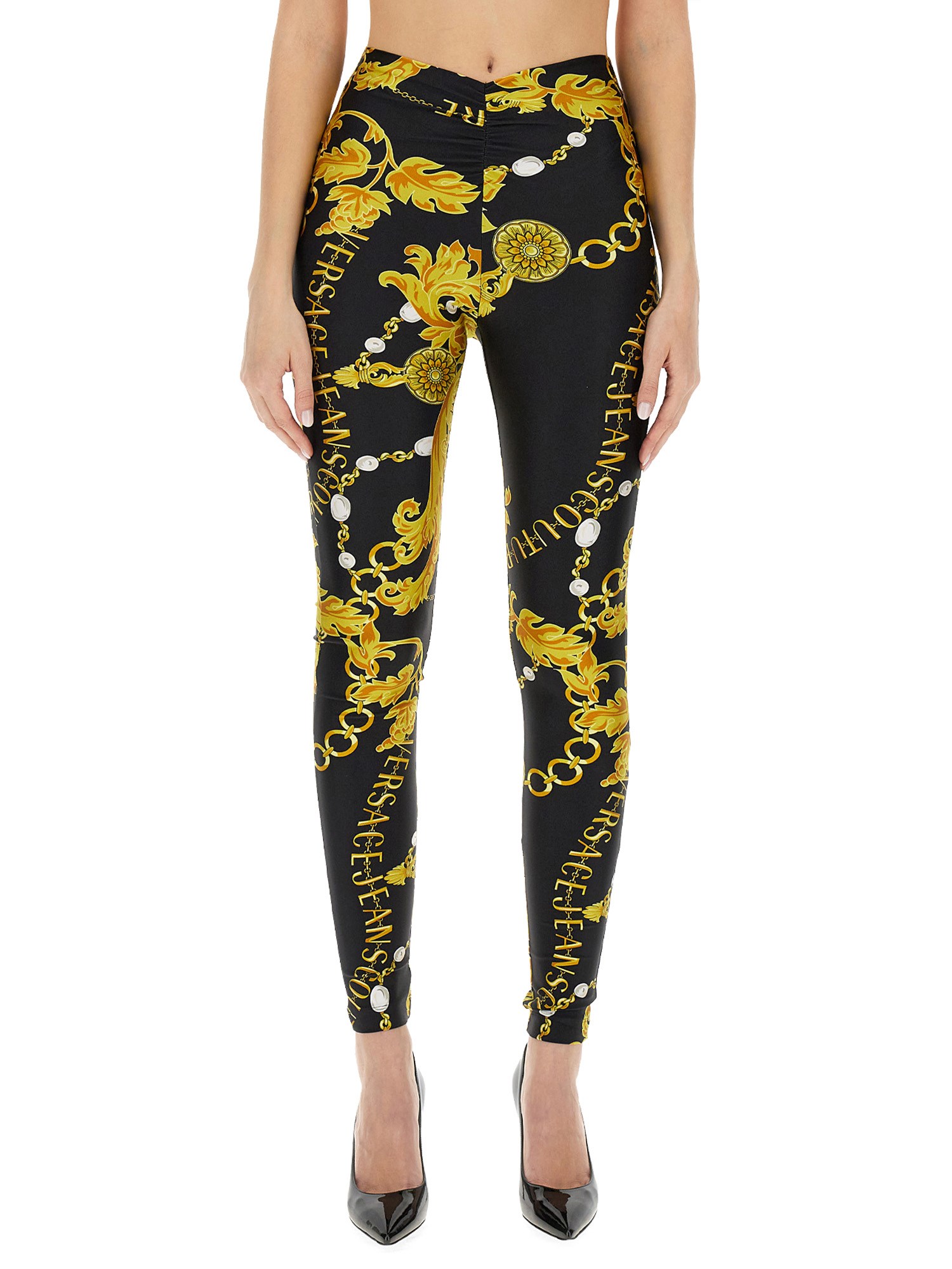 Versace Jeans Couture versace jeans couture leggings with ruffles and print