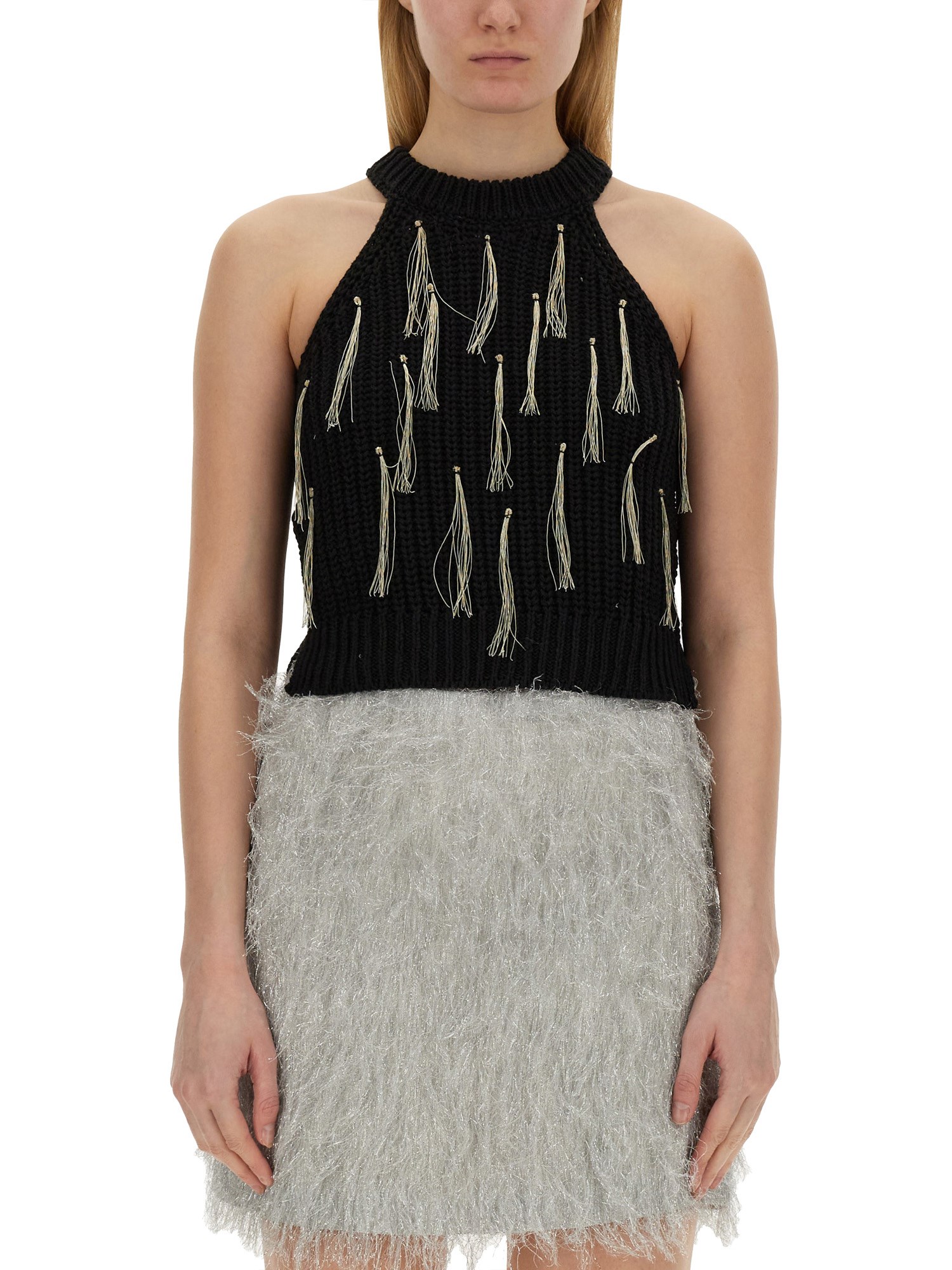 Alysi alysi top with fringe