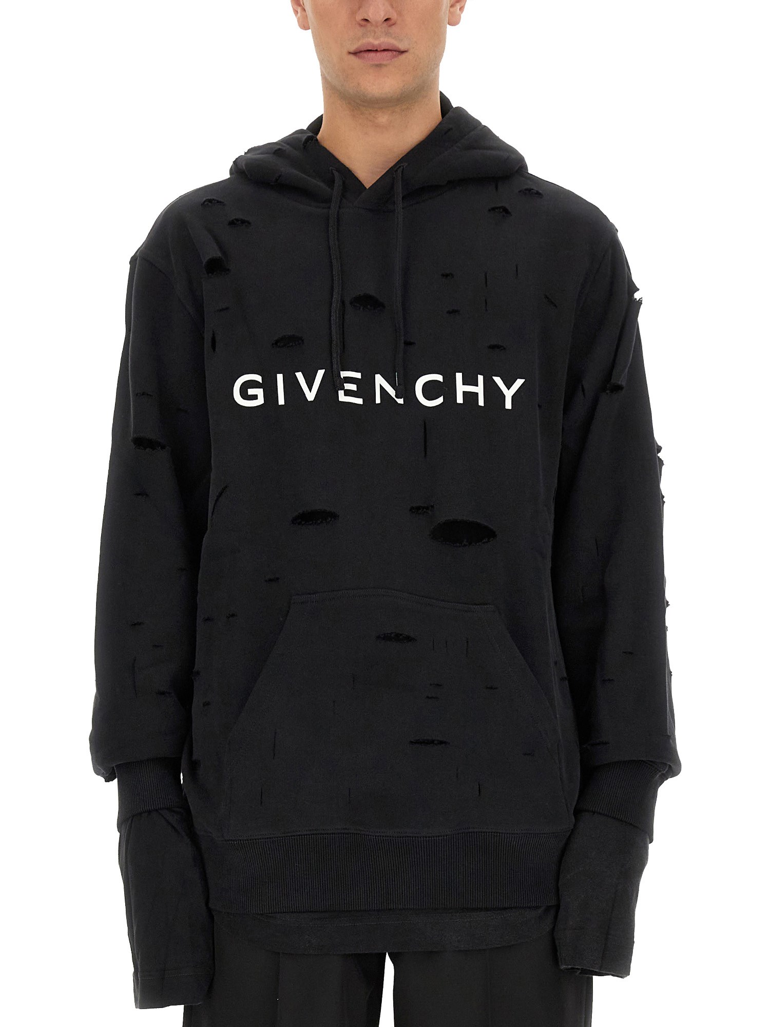 Givenchy givenchy ripped effect cotton sweatshirt