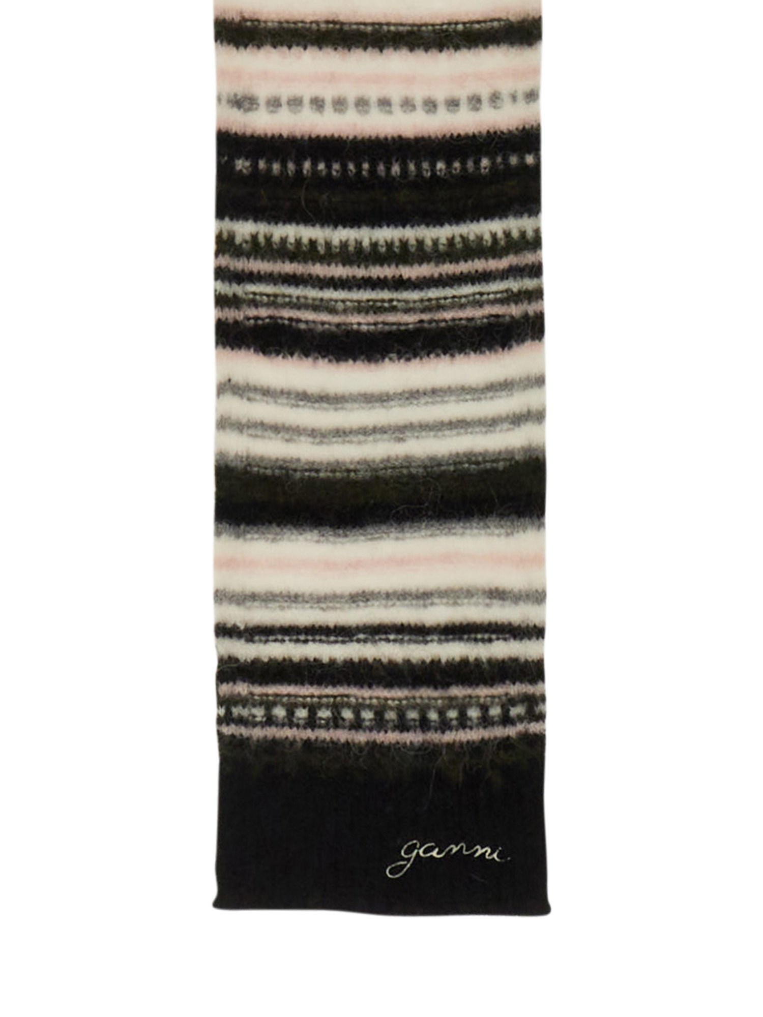 Ganni ganni striped wool scarf