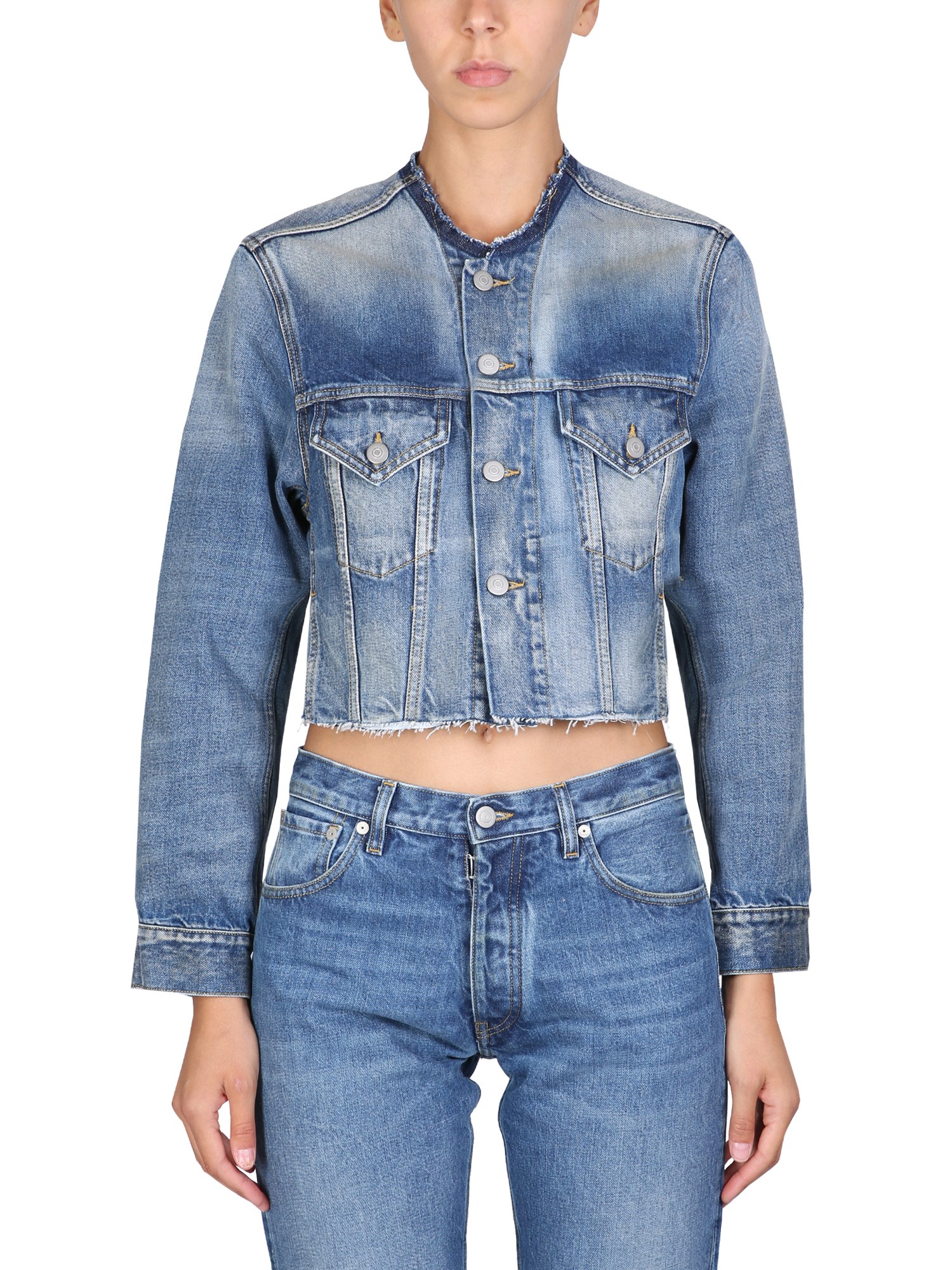 Maison Margiela maison margiela collarless cropped jacket