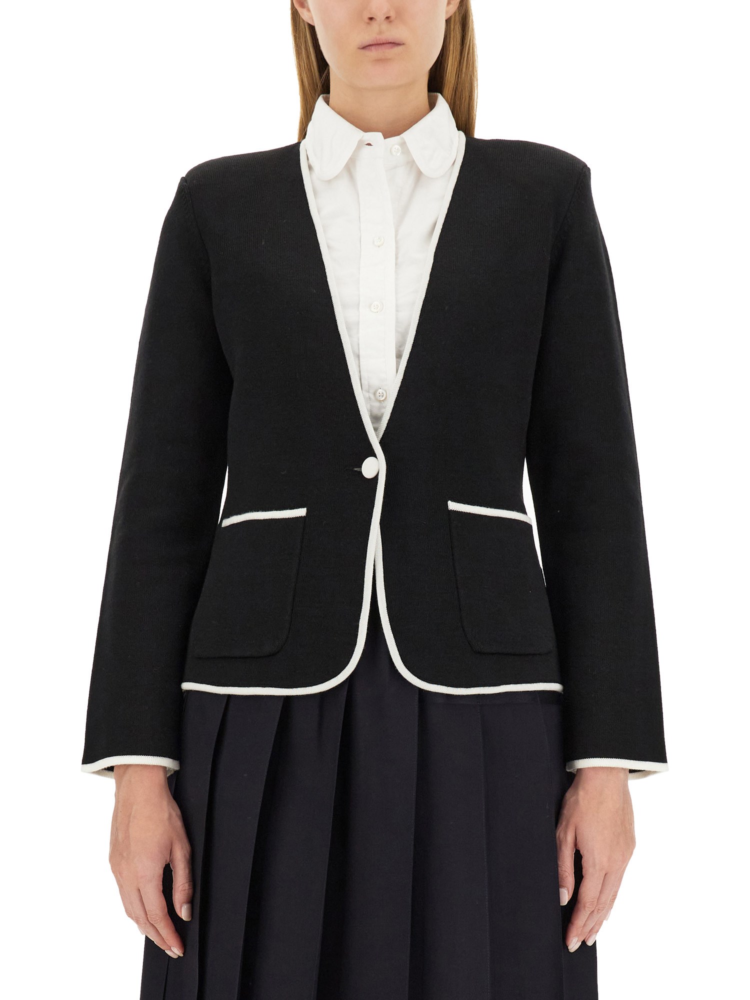 Thom Browne thom browne single-breasted collarless jacket