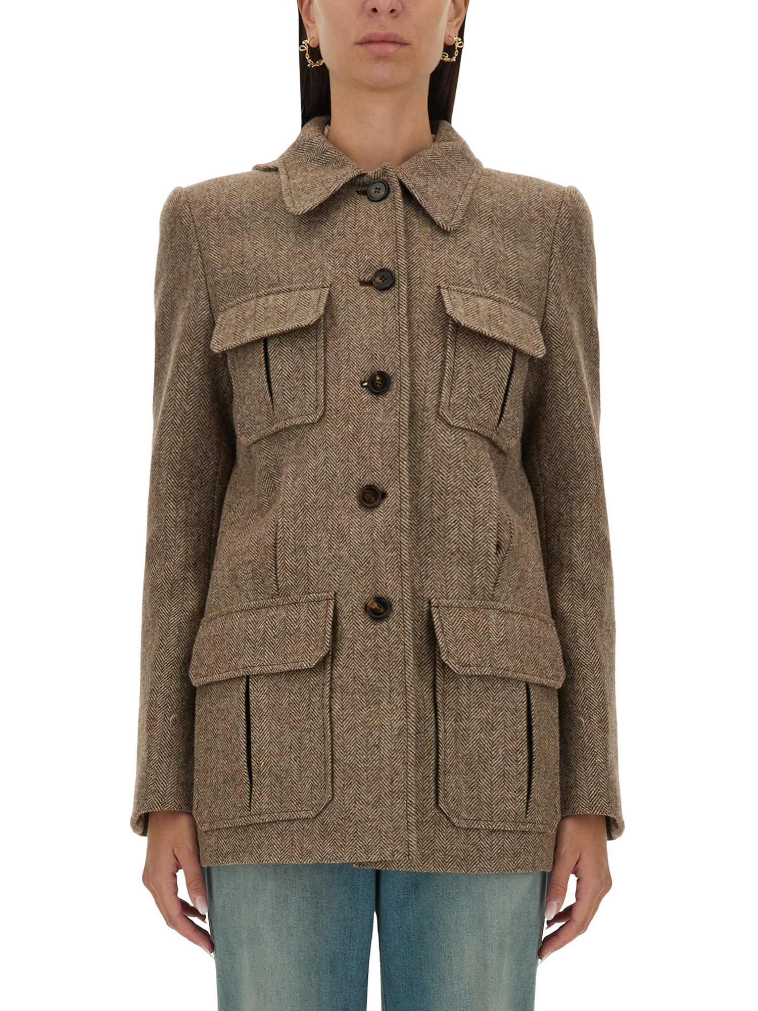  chloe' long wool military style jacket