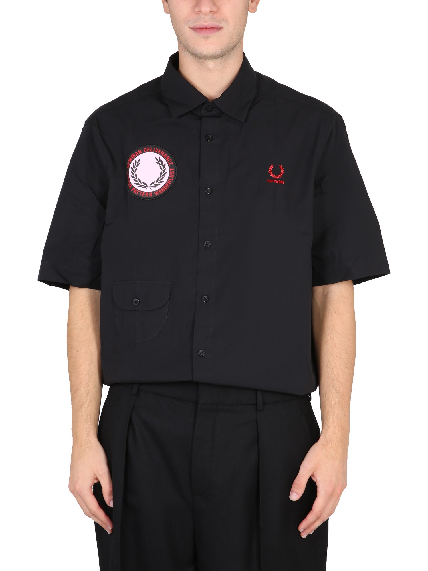 fred perry x raf simons fred perry x raf simons shirt with patch
