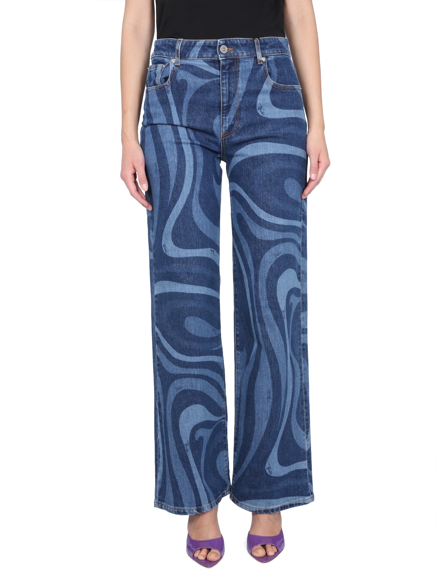 pucci pucci marble print jeans