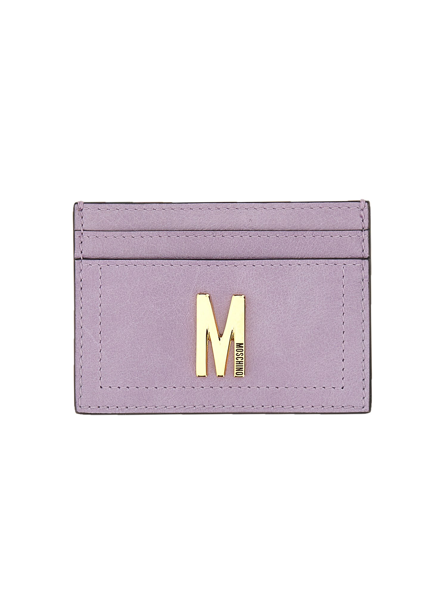 Moschino moschino card holder with gold plaque