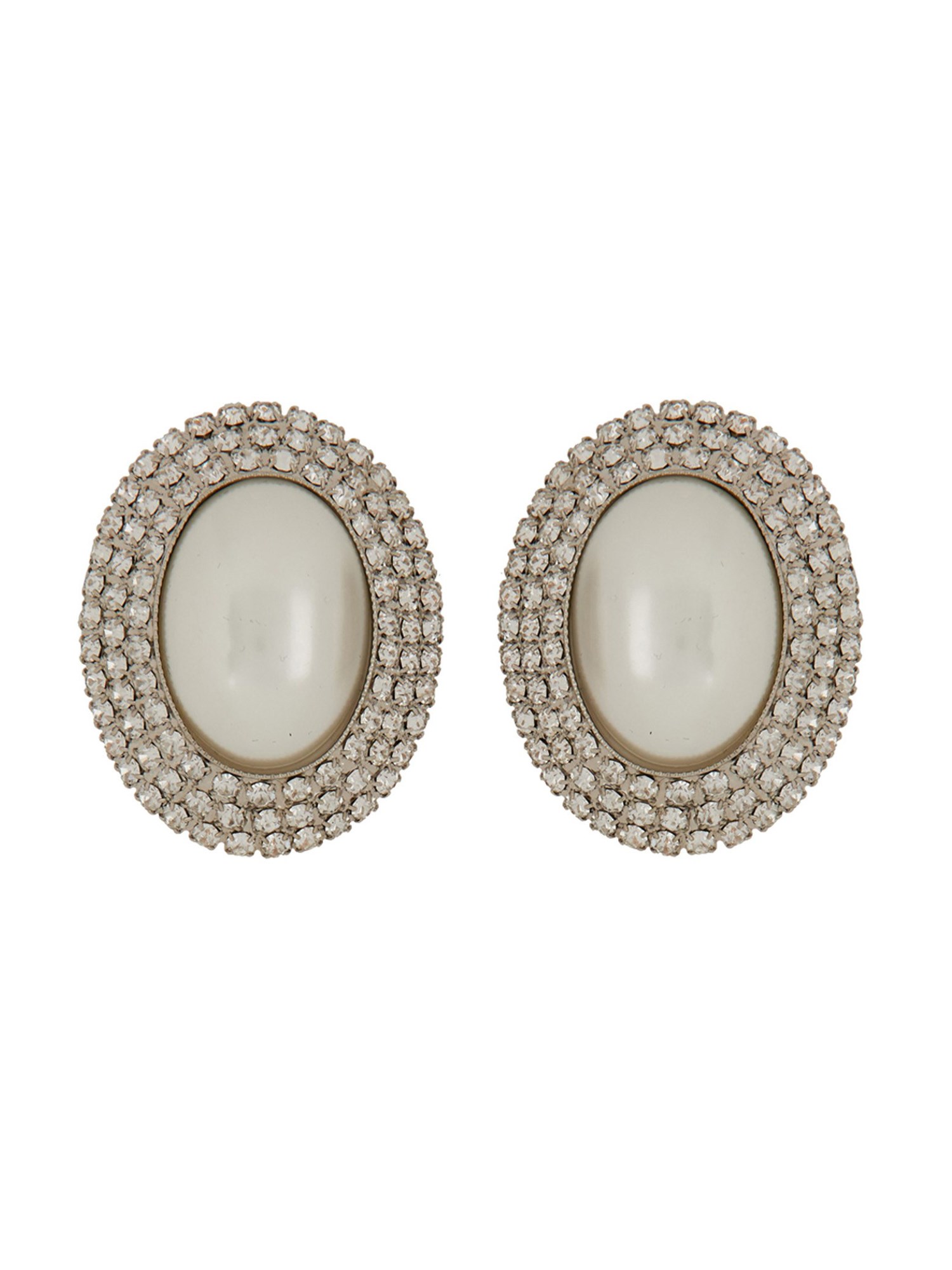 Alessandra Rich alessandra rich oval earrings with pearl and crystals