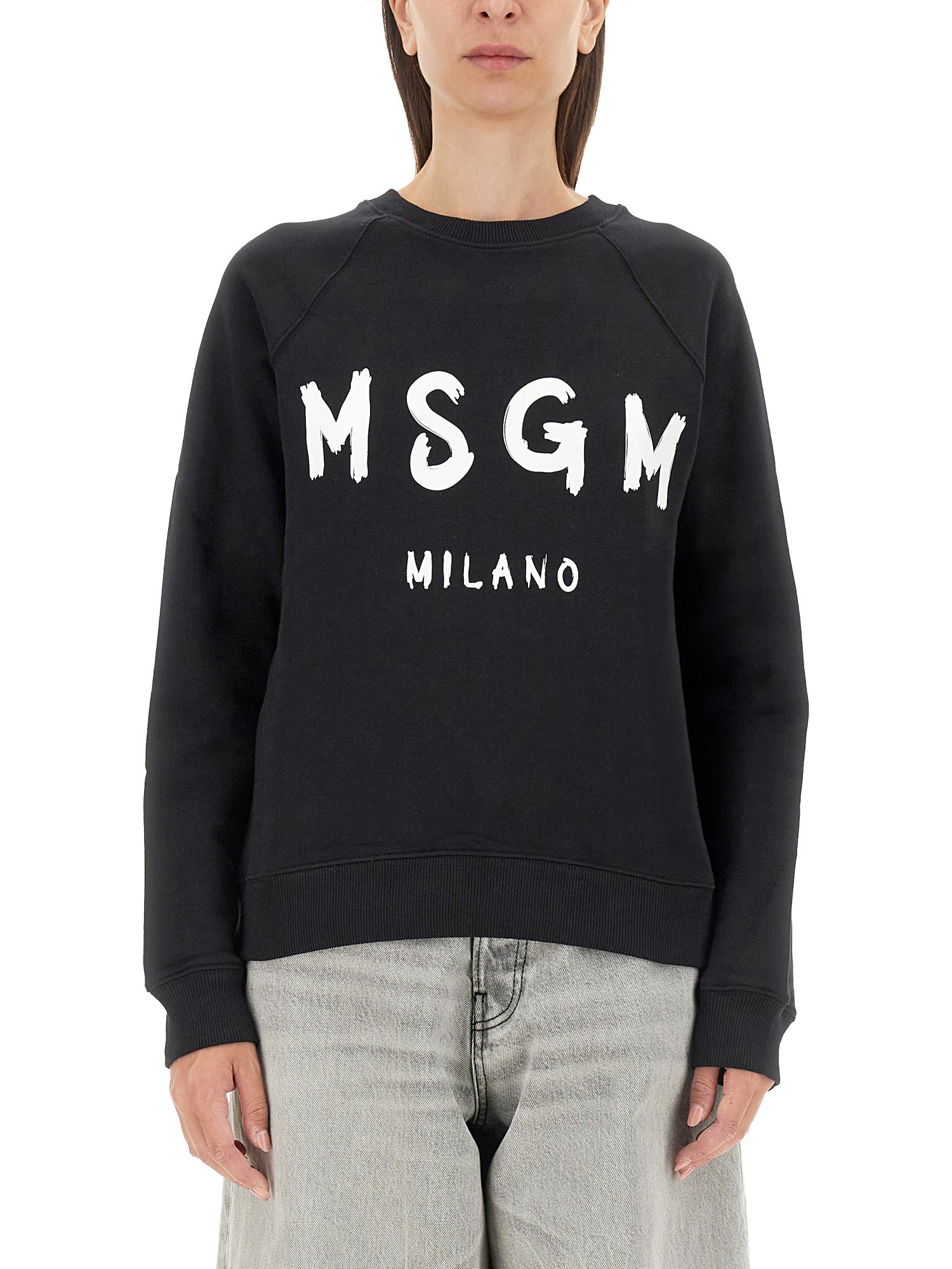 Msgm msgm sweatshirt with brushed logo print