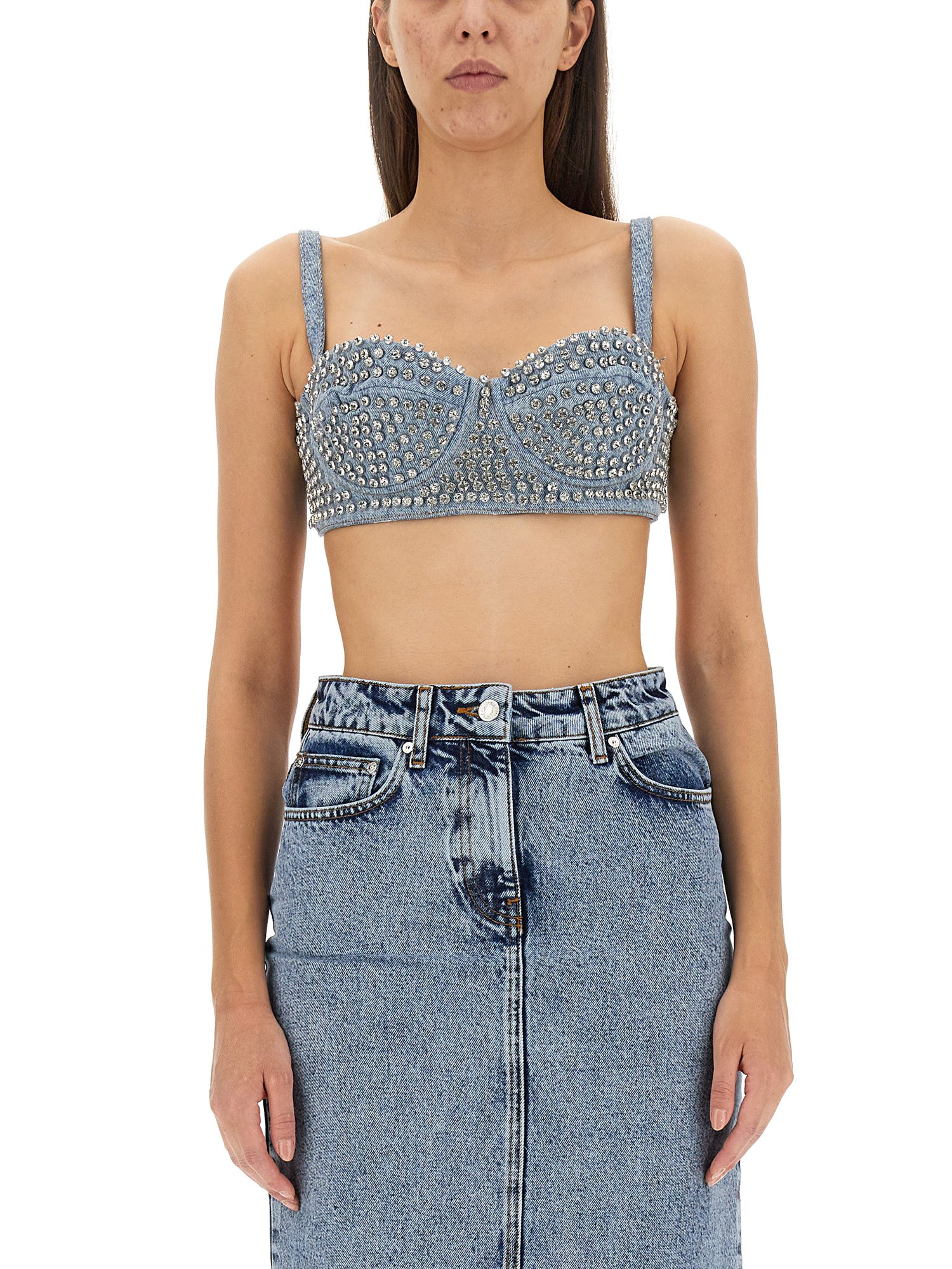 Moschino Jeans moschino jeans bralette with rhinestones