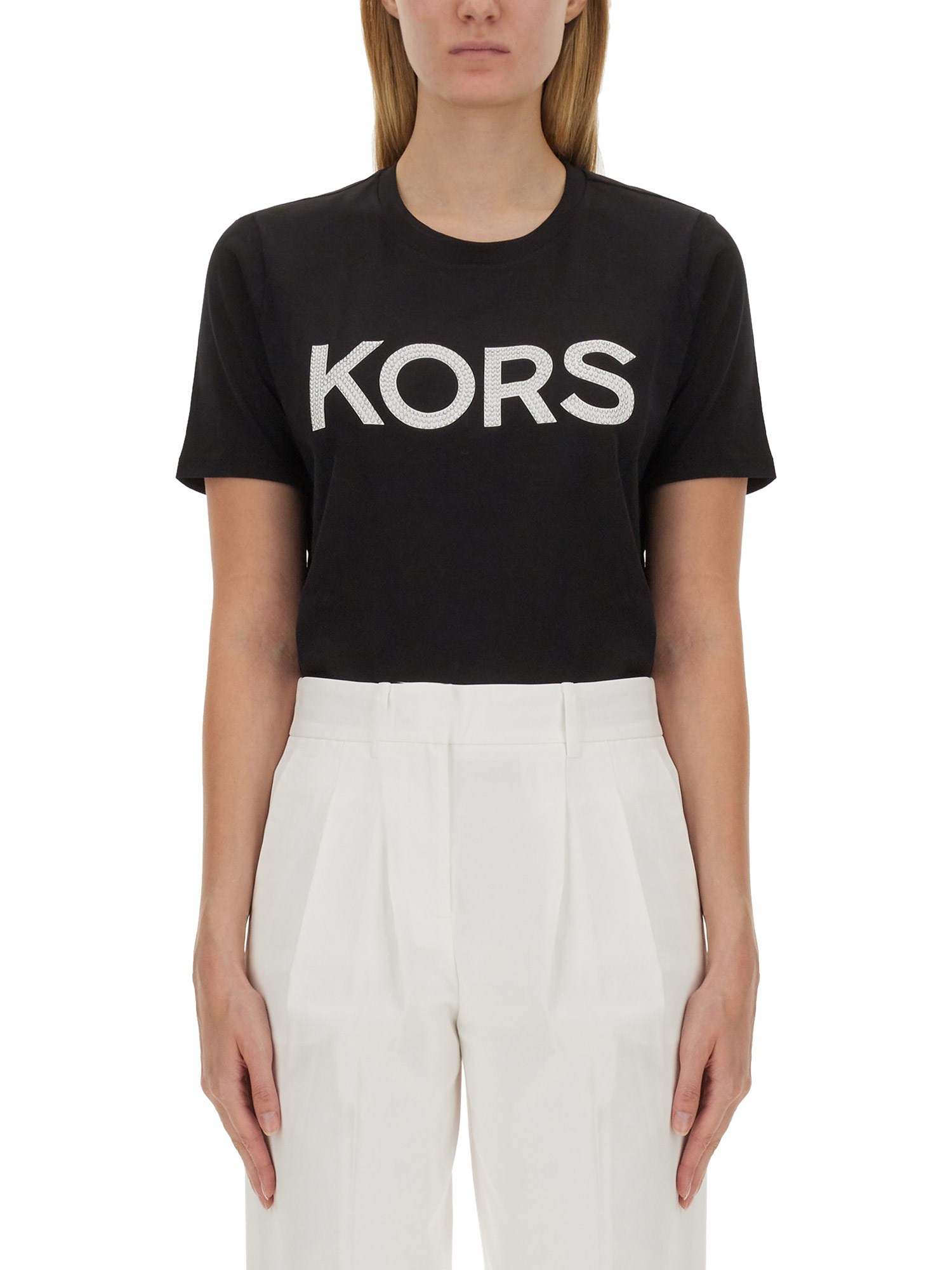  michael by michael kors studded logo t-shirt