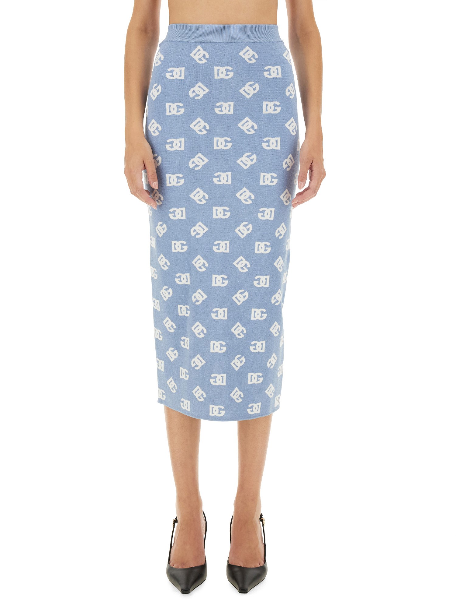 Dolce & Gabbana dolce & gabbana viscose logo jacquard pencil skirt