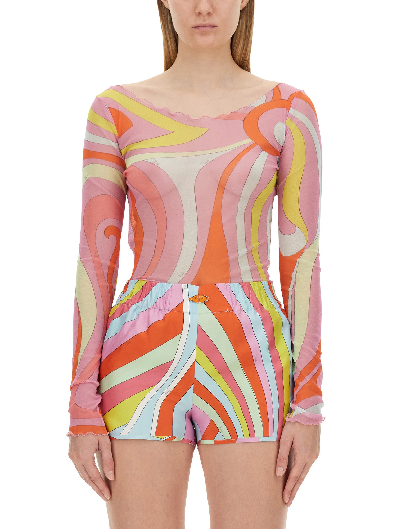 pucci pucci tulle print top