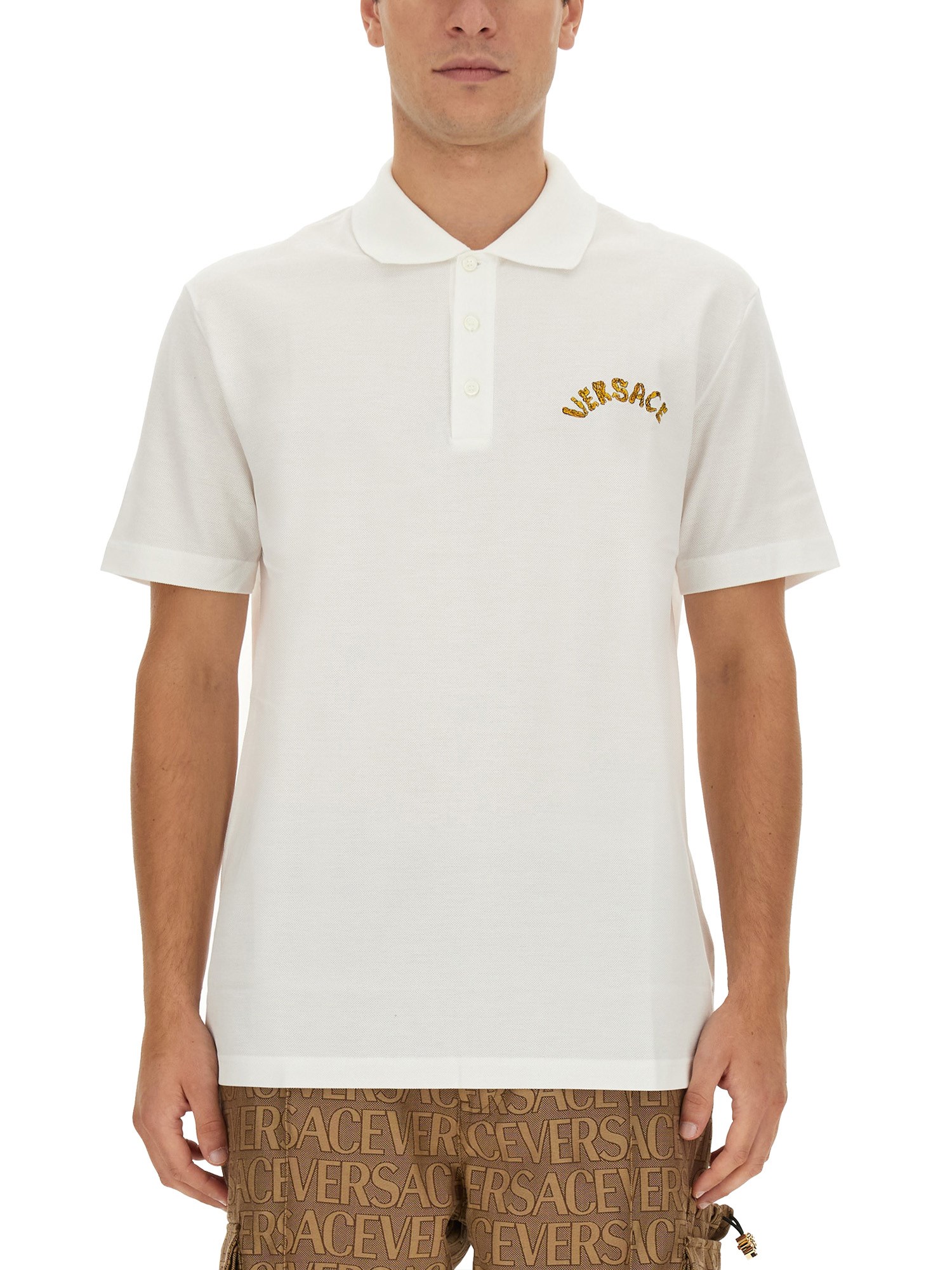Versace versace polo with logo embroidery