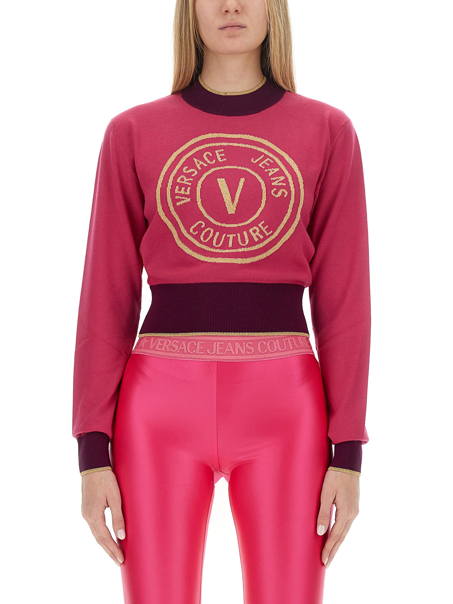 Versace Jeans Couture versace jeans couture cropped v-emblem sweatshirt