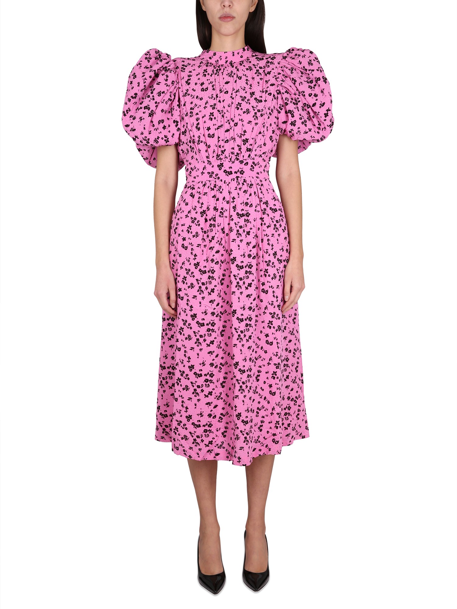  rotate birger christensen puffy fine jacquard dress