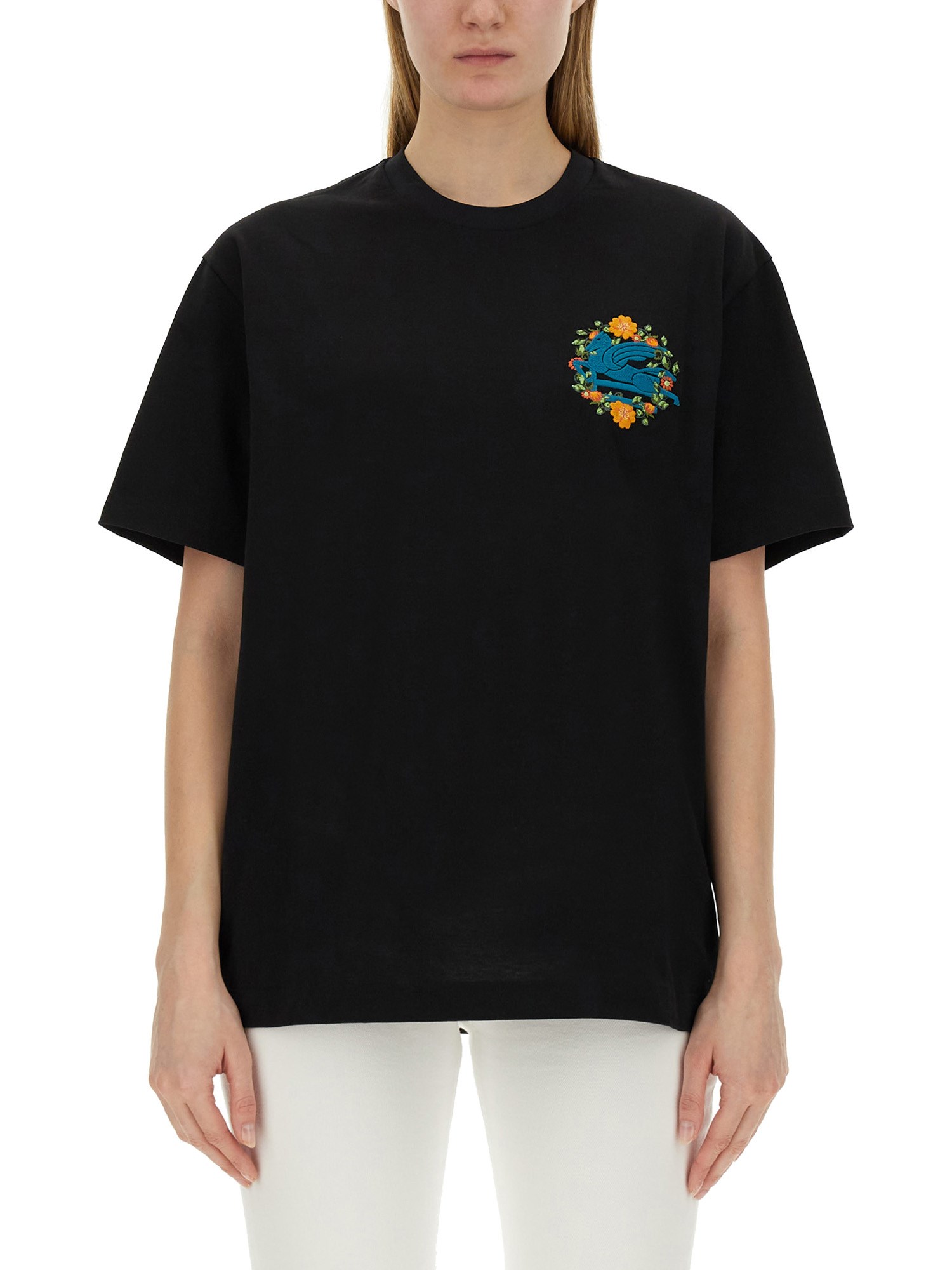 Etro etro t-shirt with pegasus embroidery