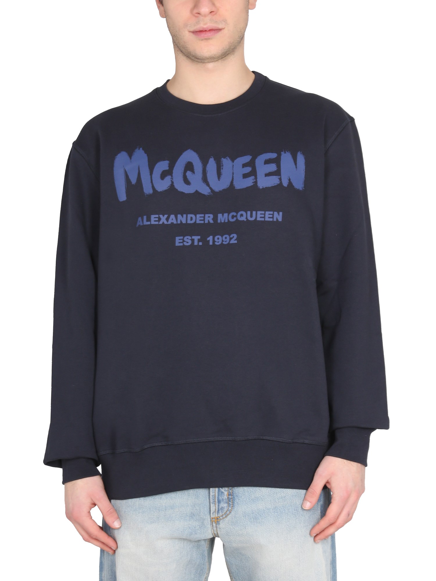 Alexander McQueen alexander mcqueen graffiti logo print sweatshirt