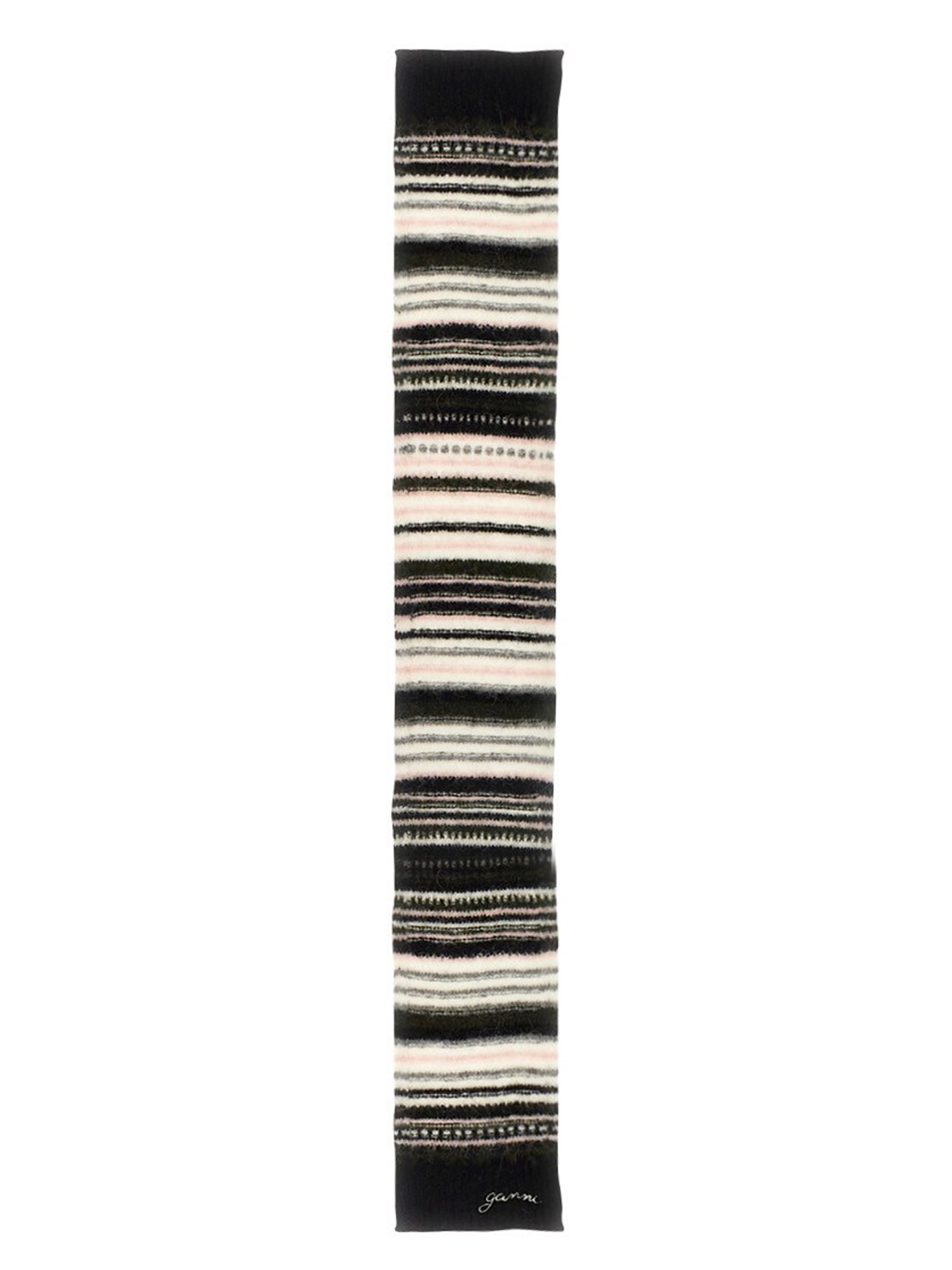 Ganni ganni striped wool scarf