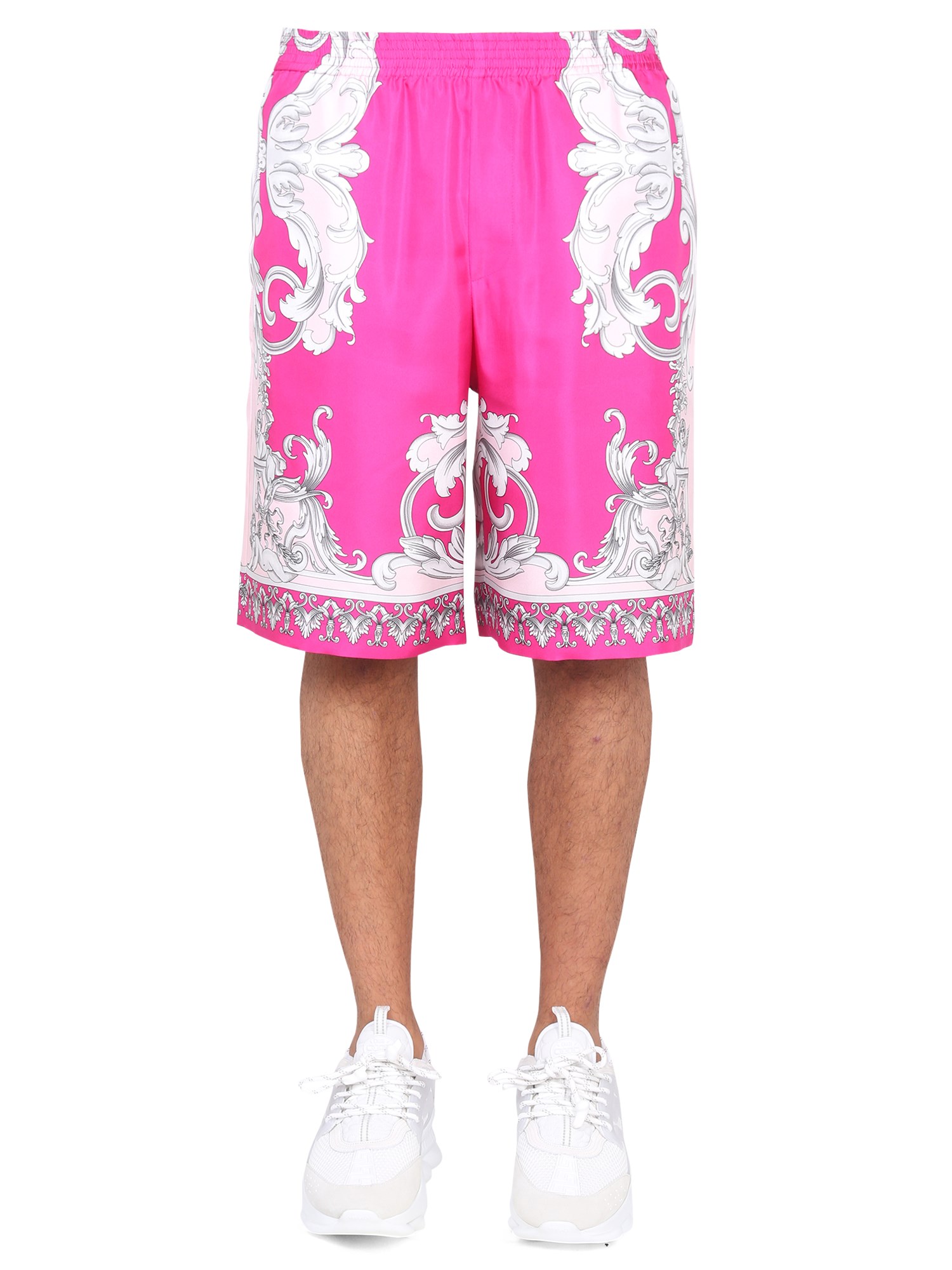 Versace versace silver baroque print shorts