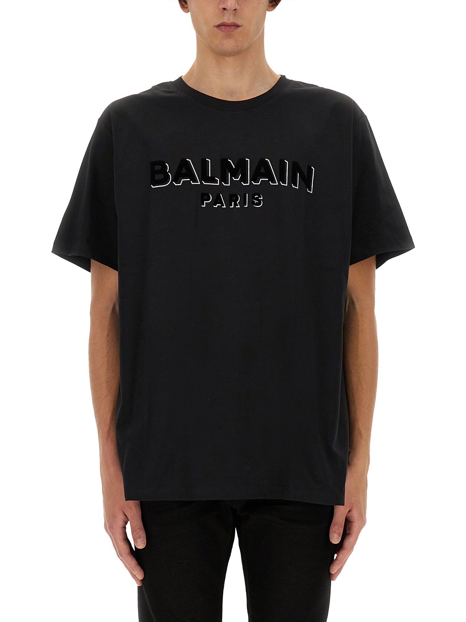 Balmain balmain flocked logo t-shirt