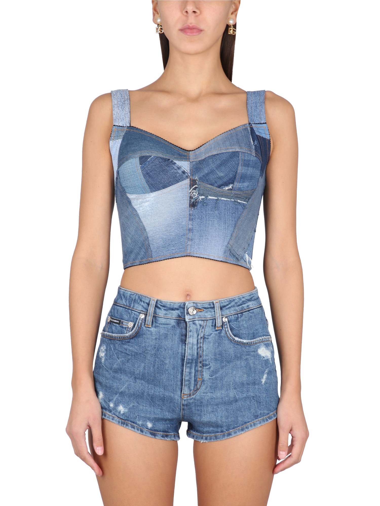 Dolce & Gabbana dolce & gabbana patchwork denim bustier