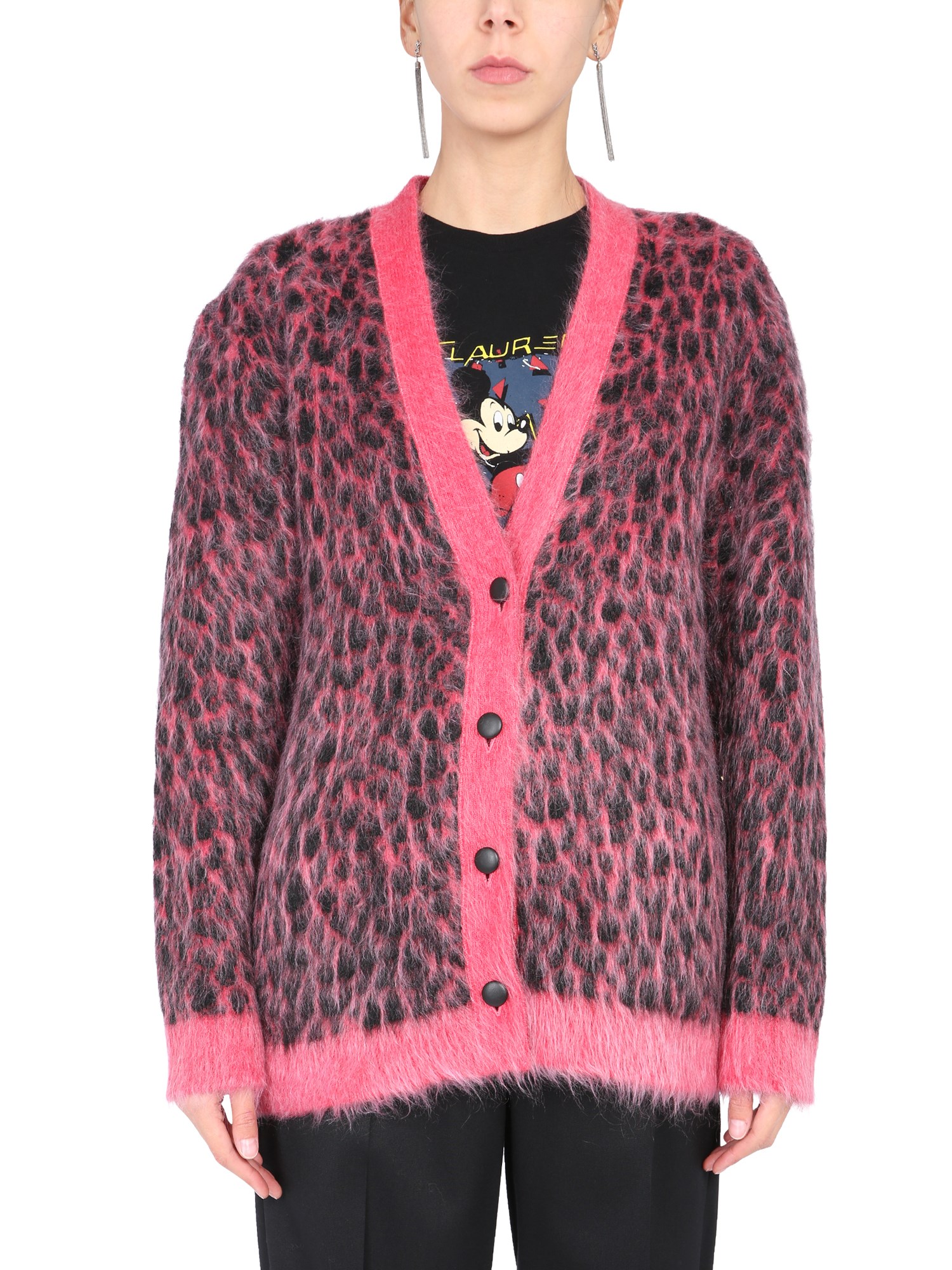 Saint Laurent saint laurent leopard jacquard cardigan